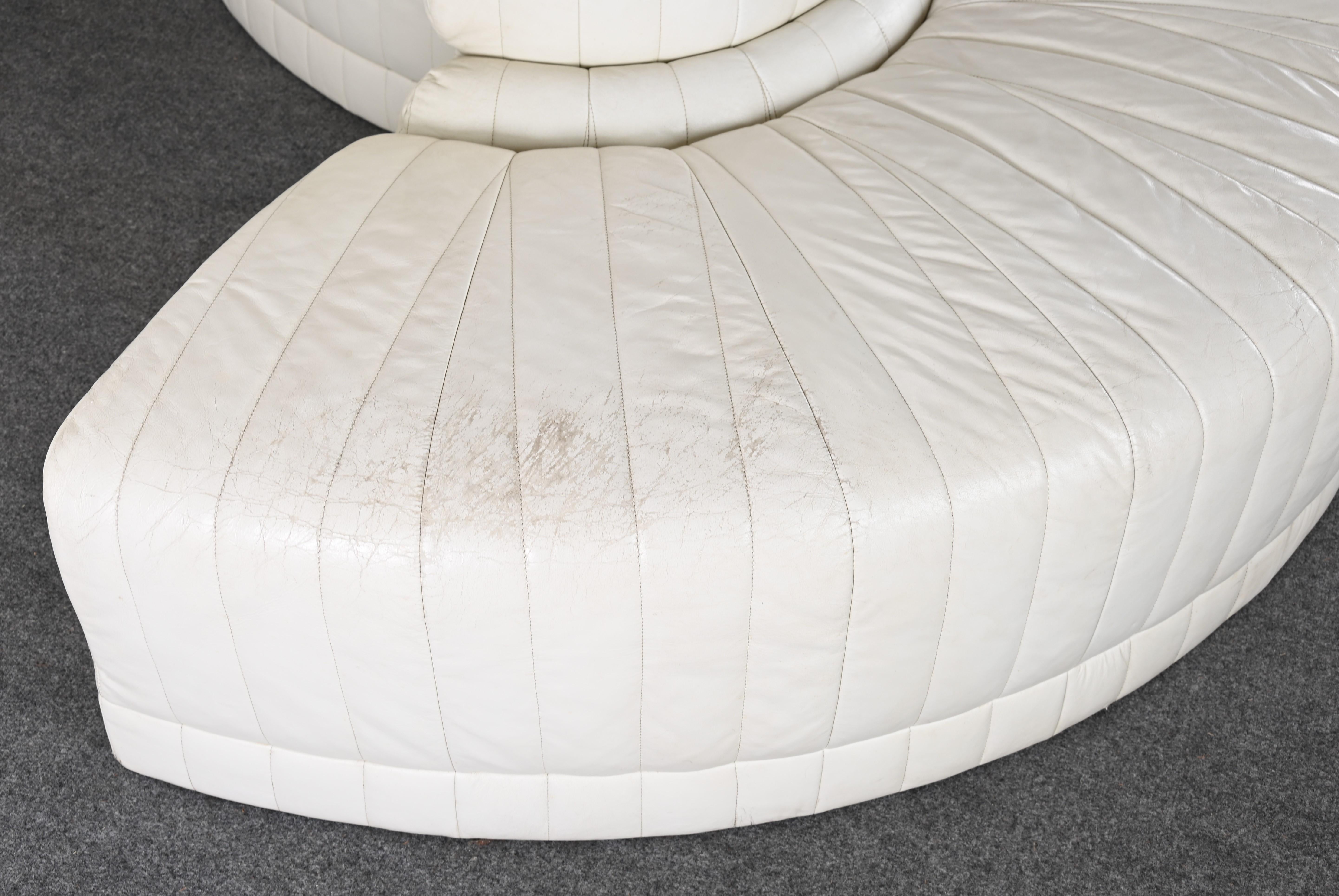 Vierteiliges Sofa aus weißem Leder von Roche Bobois, 1985 3
