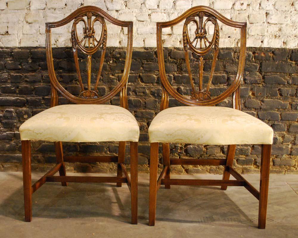 Four-Pieces Set Sheraton Style Bevan Funnel Reprodux Mahogany Dining Chairs 2