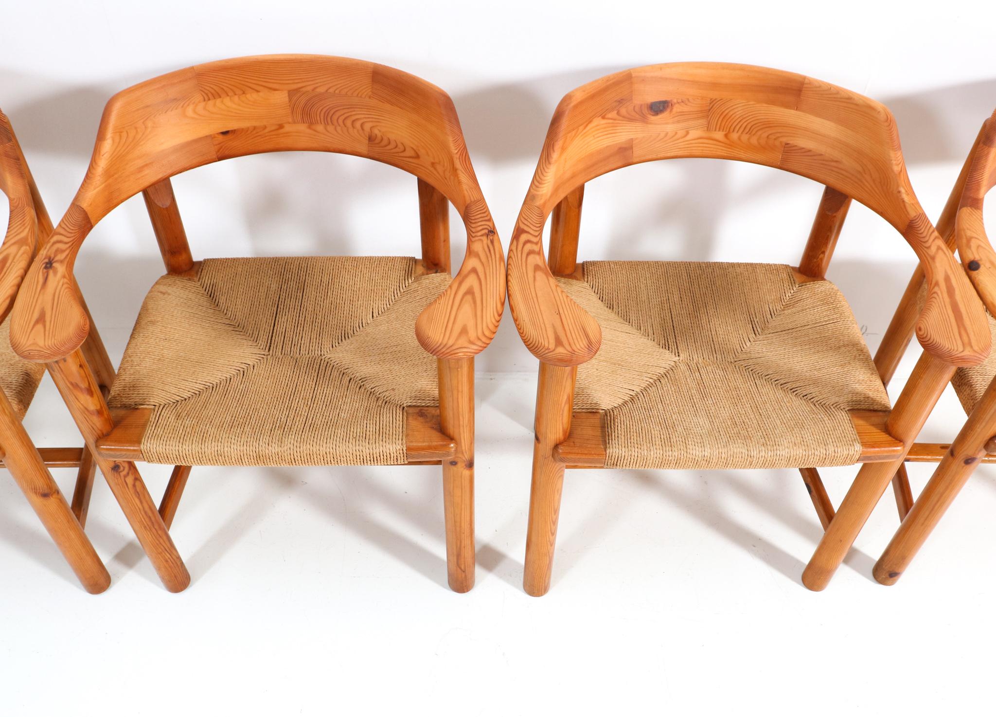 Four Pine Mid-Century Modern Armchairs by Rainer Daumiller, 1970s 3