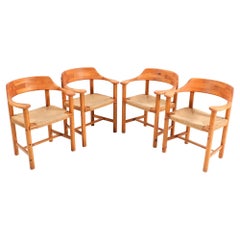 Four Pine Mid-Century Modern Armchairs by Rainer Daumiller, 1970s