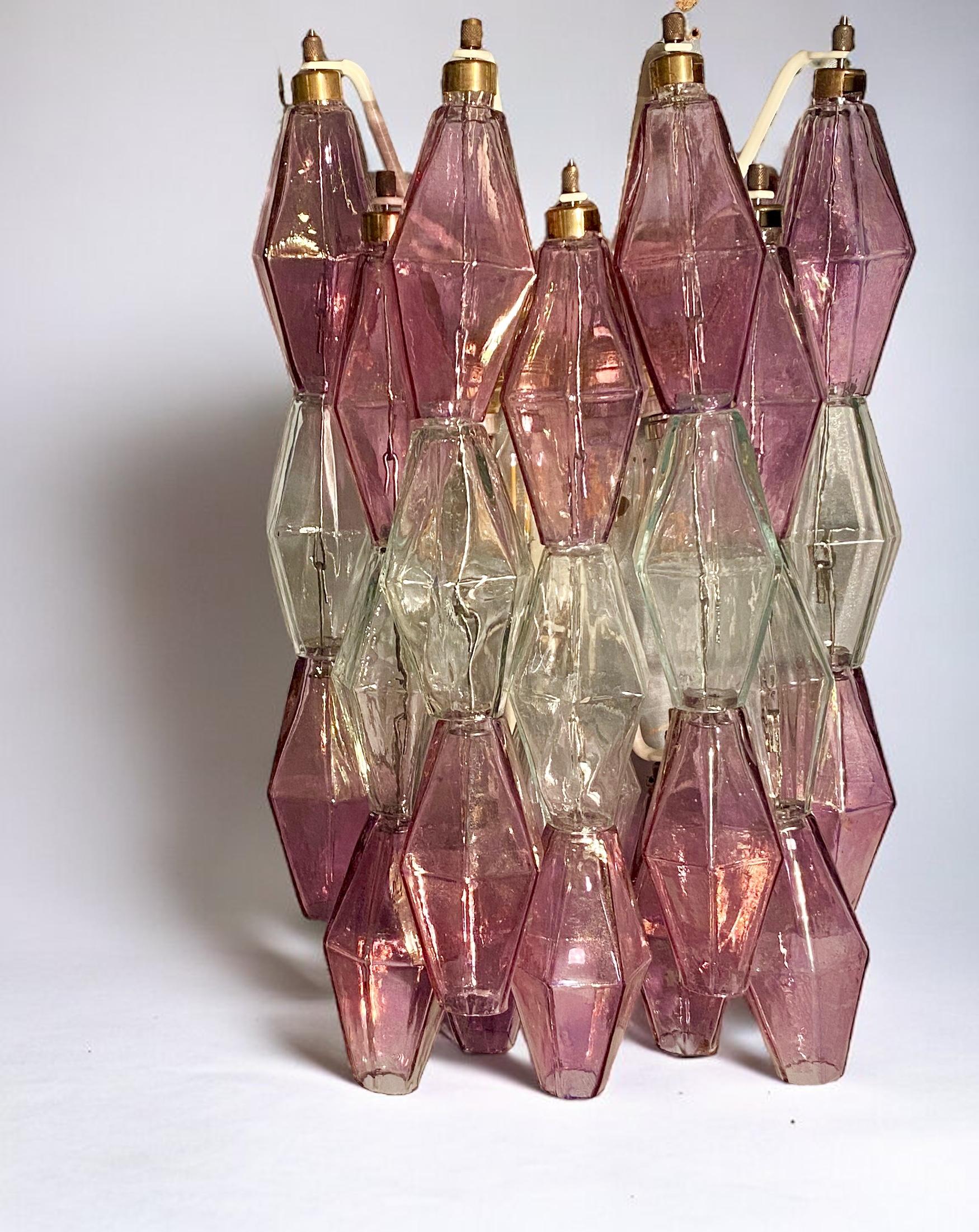 Mid-Century moderno Quattro  Applique in poliedro rosa e trasparente Carlo Scarpa Venini Variation, 1980' in vendita