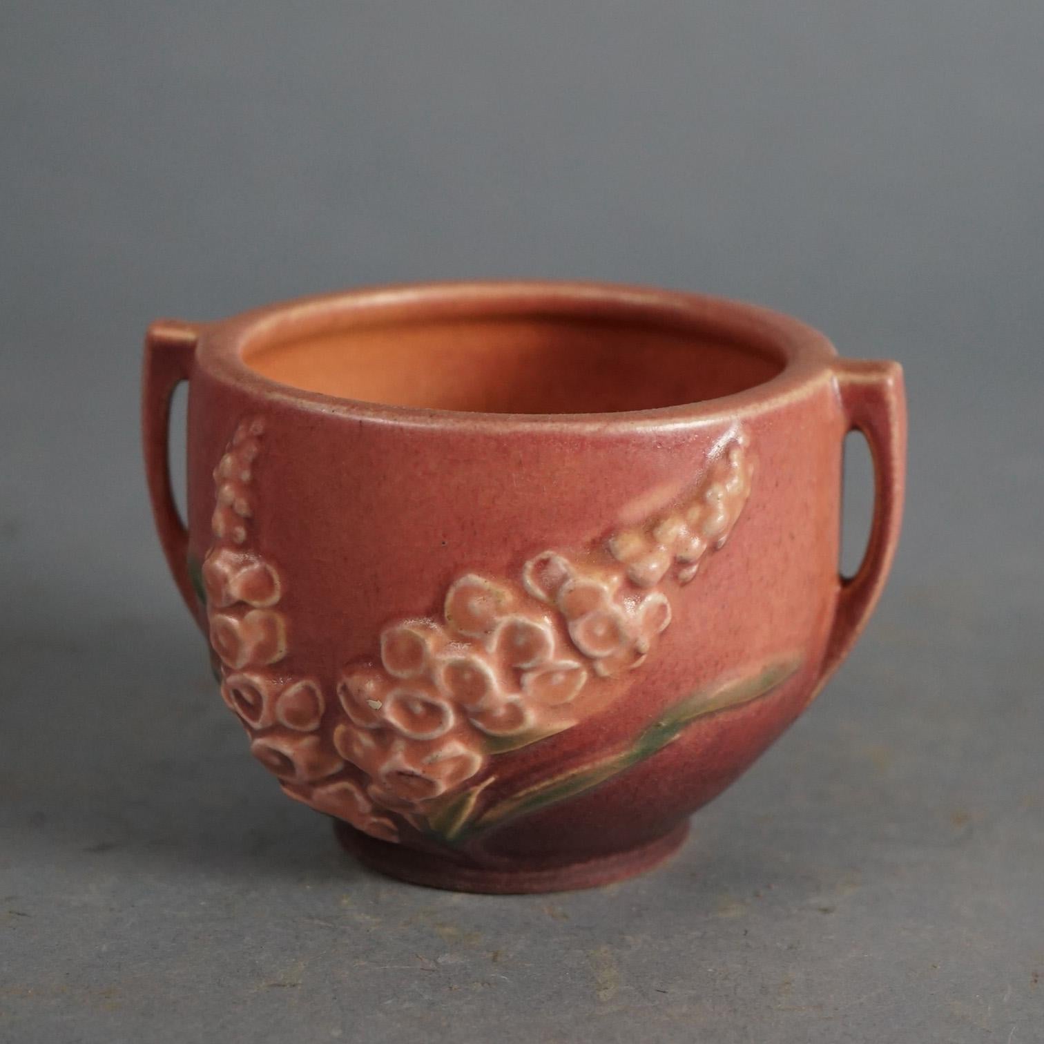Four Pink Roseville Art Pottery with Foxglove Pattern Mid 20thC 1