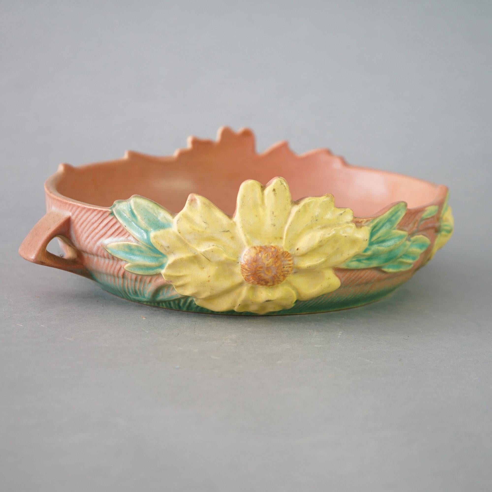 Four Pink Roseville Pottery Pieces with Peony Pattern Mid 20thC In Good Condition In Big Flats, NY