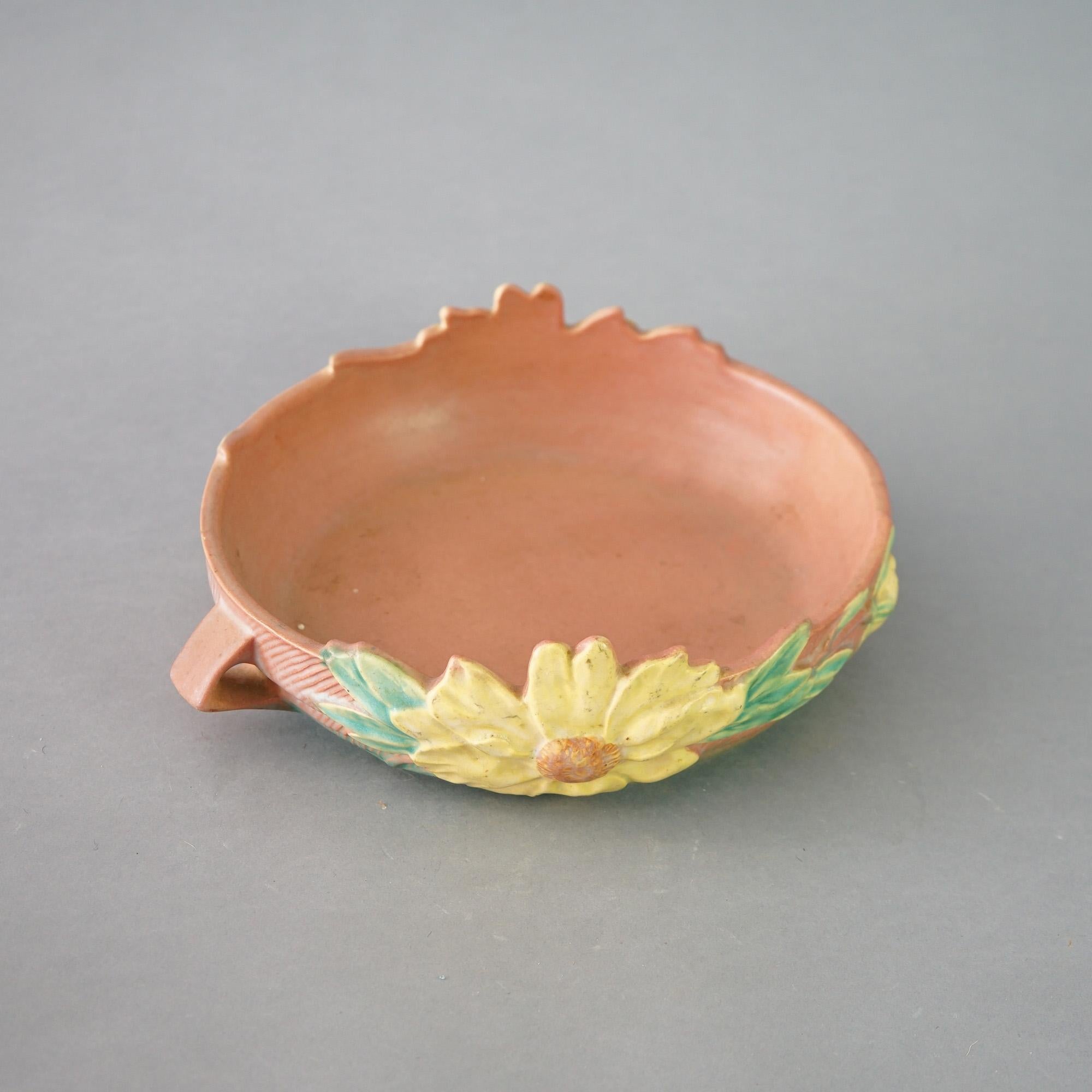 20th Century Four Pink Roseville Pottery Pieces with Peony Pattern Mid 20thC