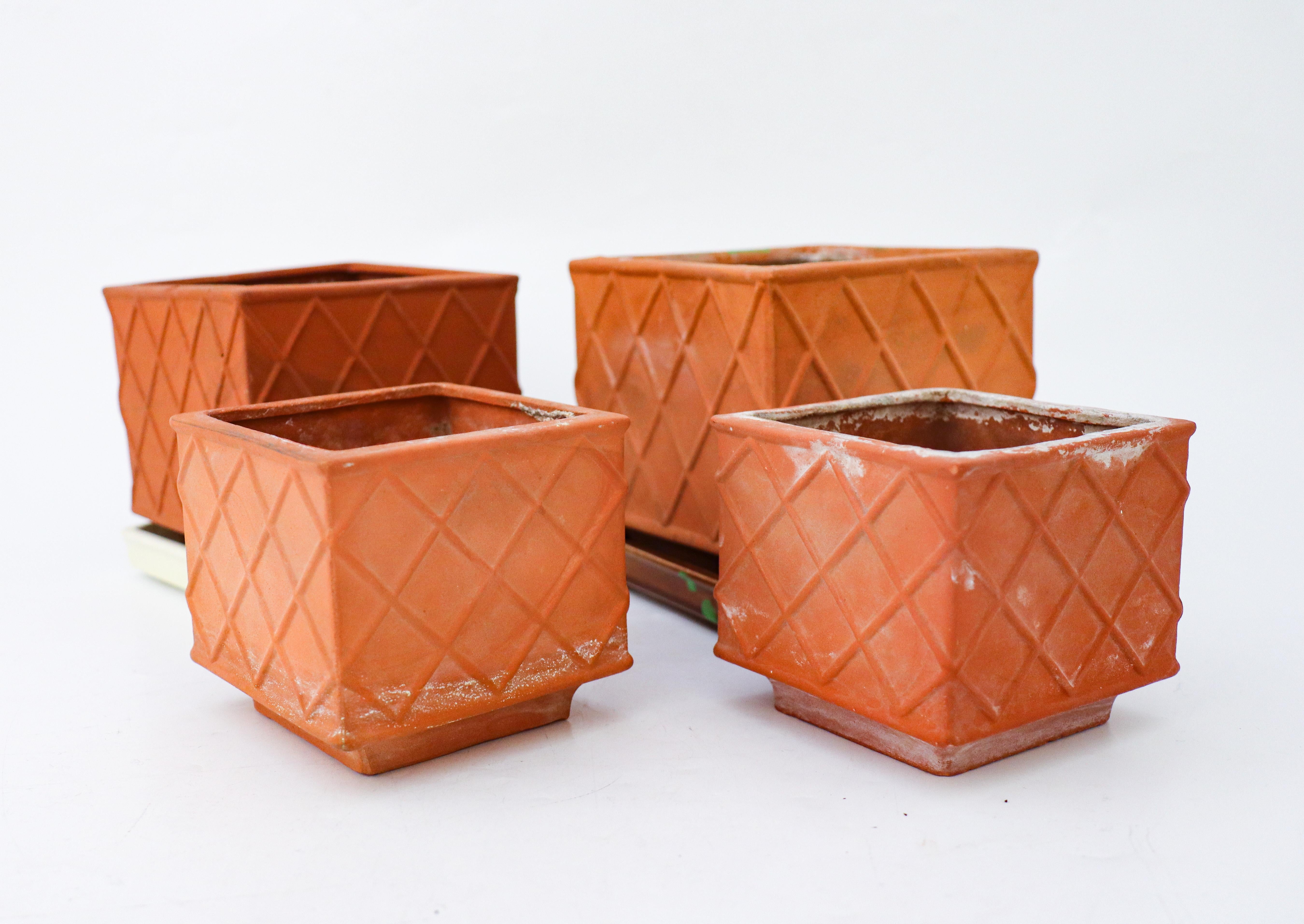 Scandinavian Modern Four Planters by Wilhelm Kåge, 1950s Gustavsberg, Scandinavian Design For Sale