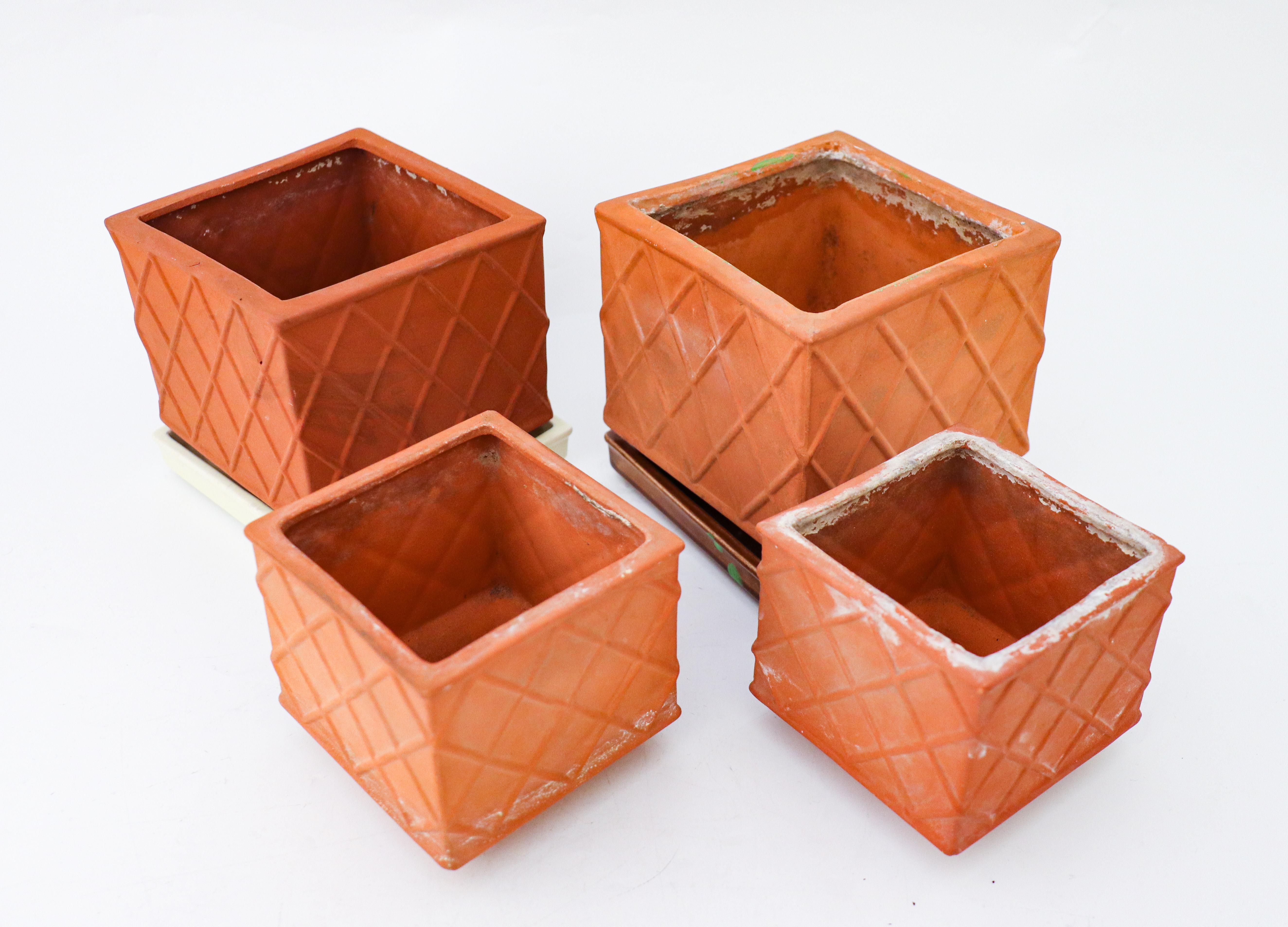 Swedish Four Planters by Wilhelm Kåge, 1950s Gustavsberg, Scandinavian Design For Sale