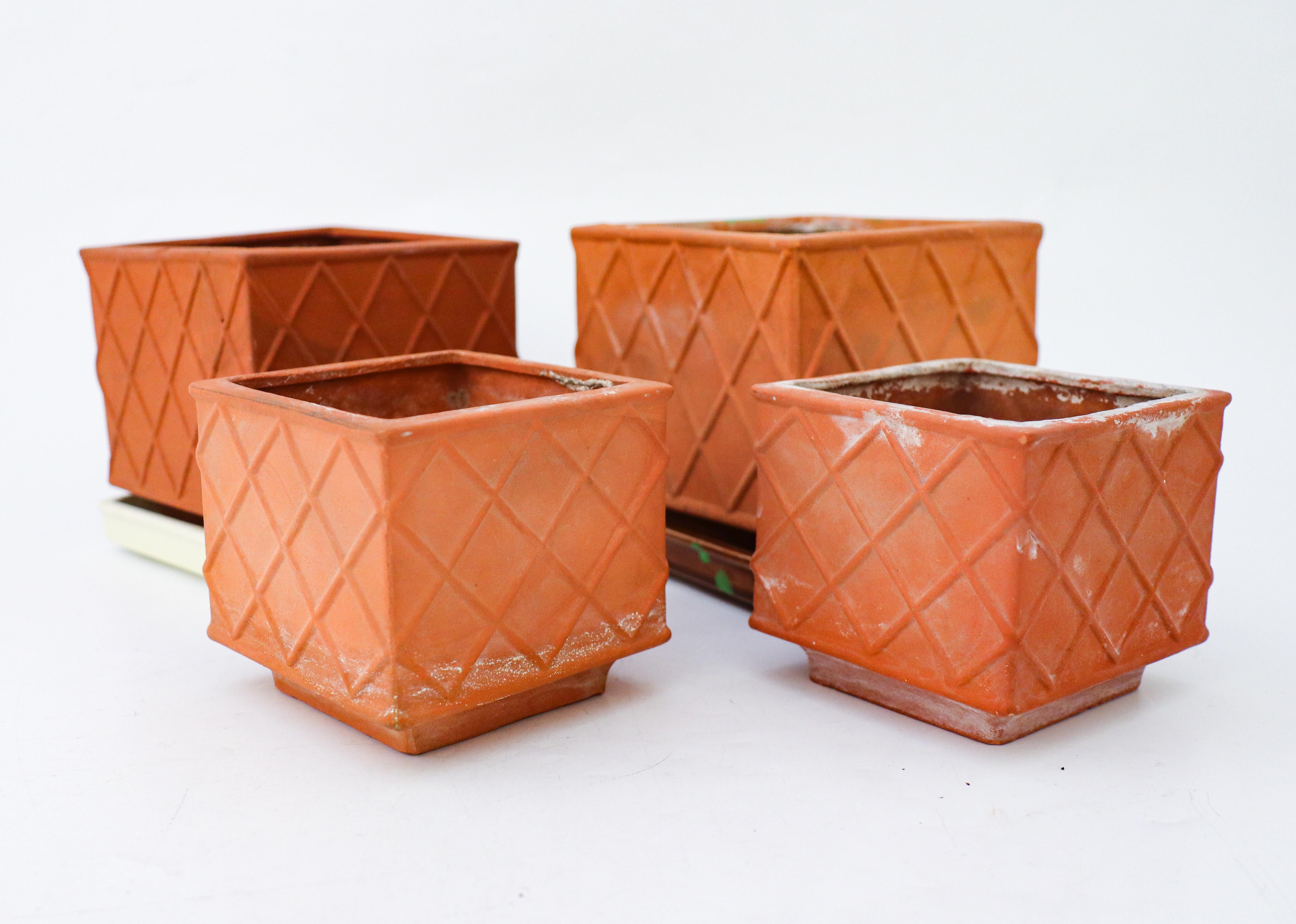 Four Planters by Wilhelm Kåge, 1950s Gustavsberg, Scandinavian Design In Good Condition For Sale In Stockholm, SE