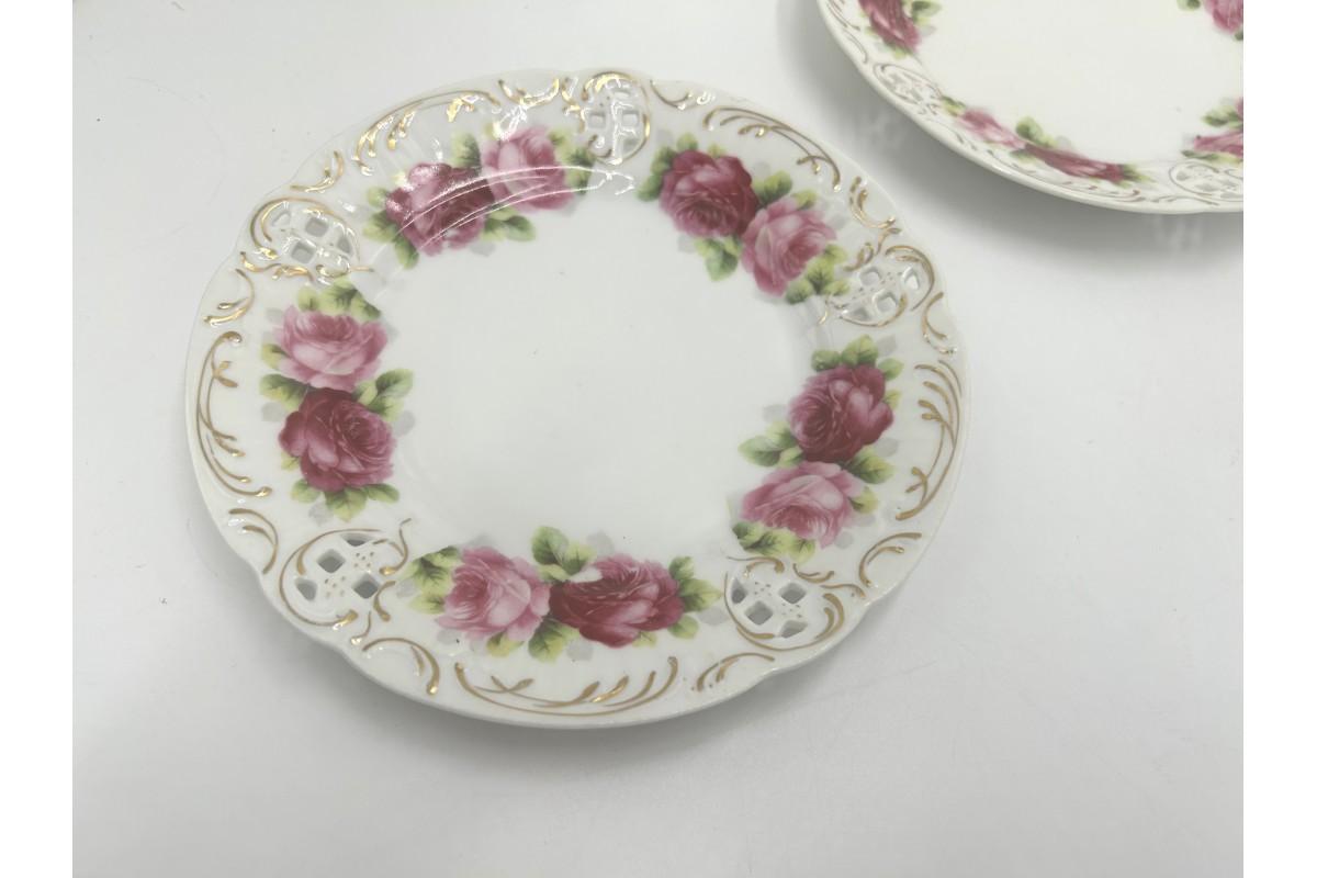 Four Plates Moliere Rosenthal Chrysantheme Cacilie, 1898-1904. In Good Condition In Chorzów, PL