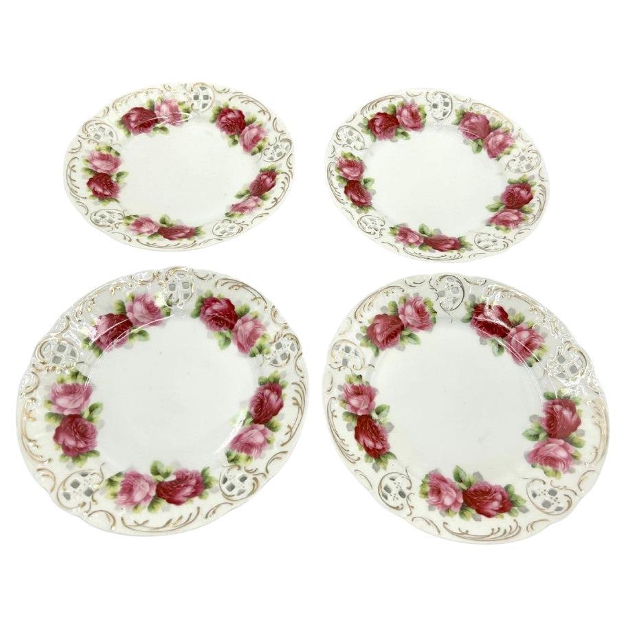 Four Plates Moliere Rosenthal Chrysantheme Cacilie, 1898-1904.