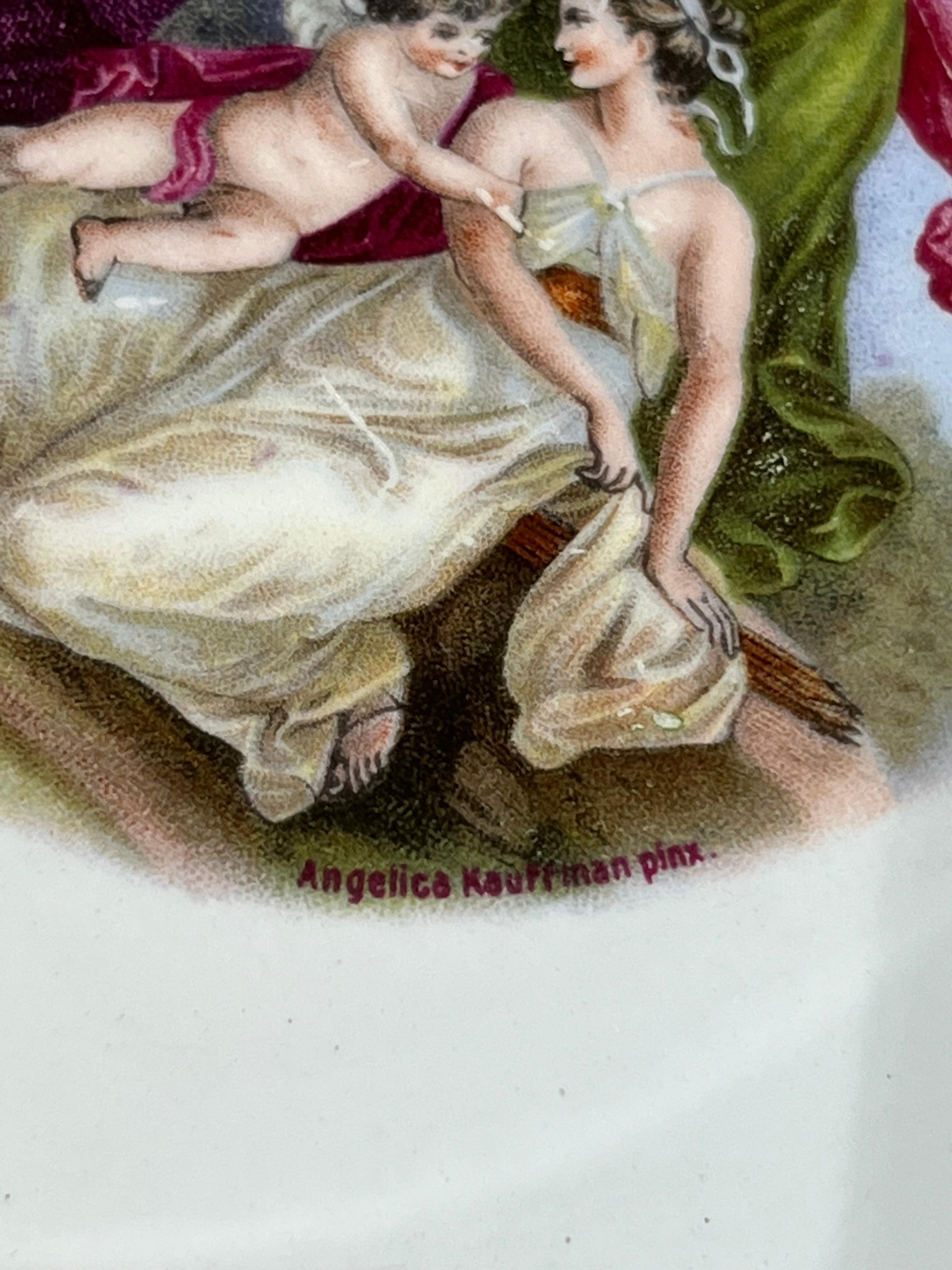 Four Plates, Verbanum Stone Laveno, Painter Angelica Kauffman, Italy, 1924 2