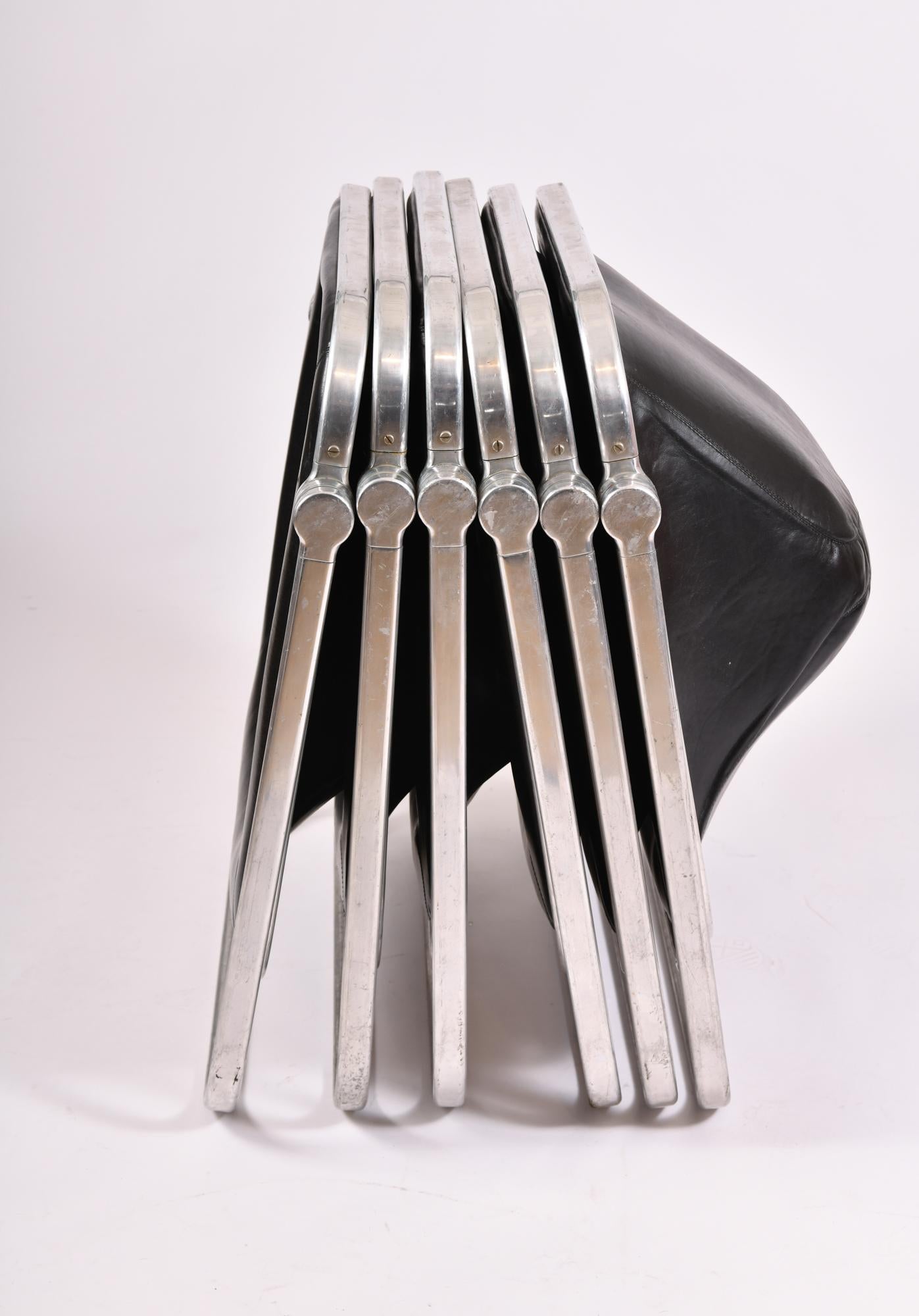 Six Plona Folding Chairs Designed by Giancarlo Piretti for Castelli 2