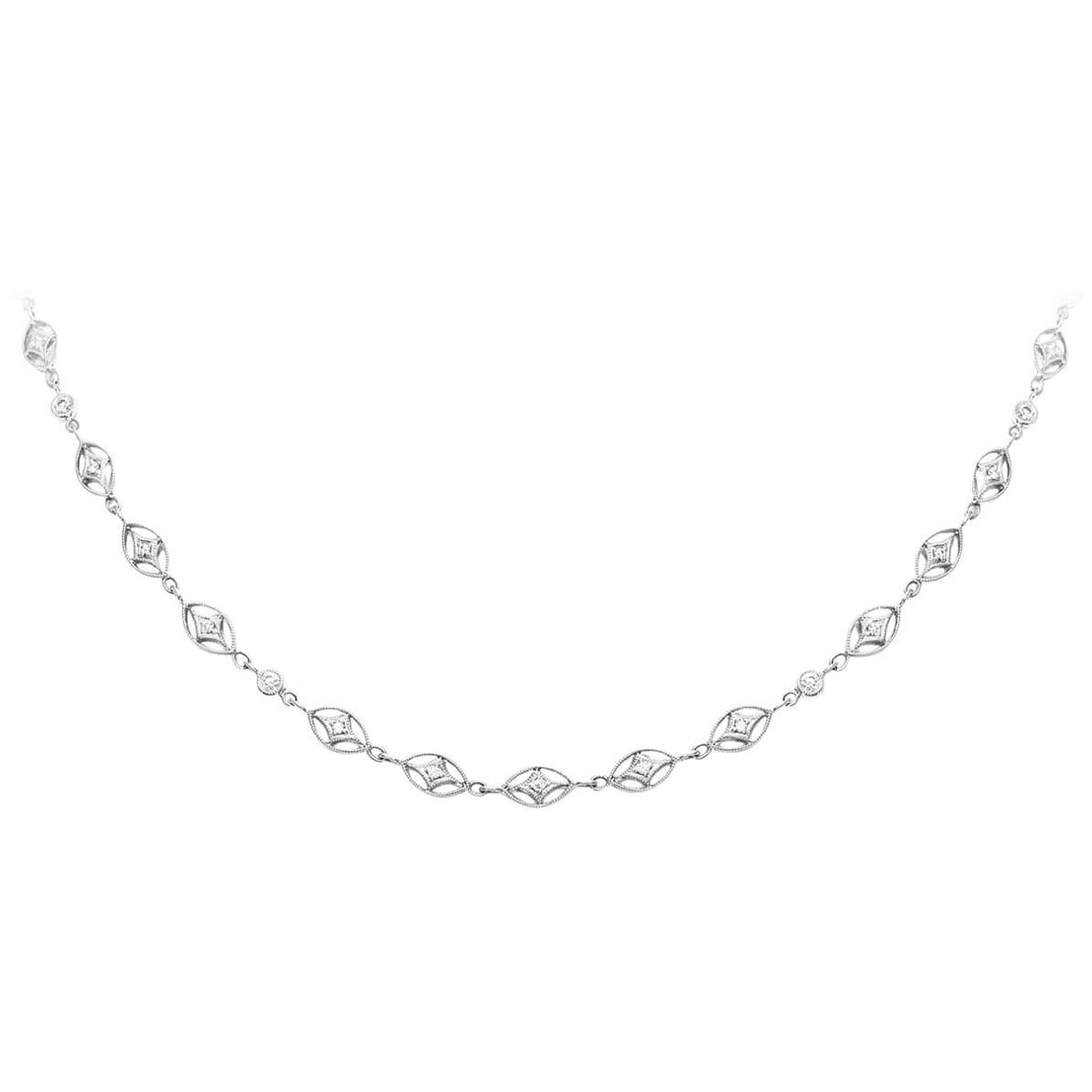 0.77 Carats Total Four Point Star Diamonds by the Yard Necklace For Sale