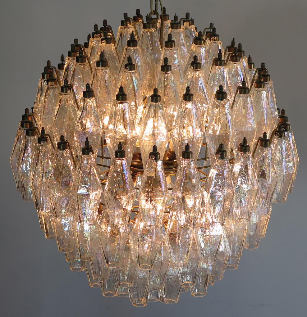 Four Poliedri Chandelier, 140 Iridescent Glass, Carlo Scarpa Style, Murano 6