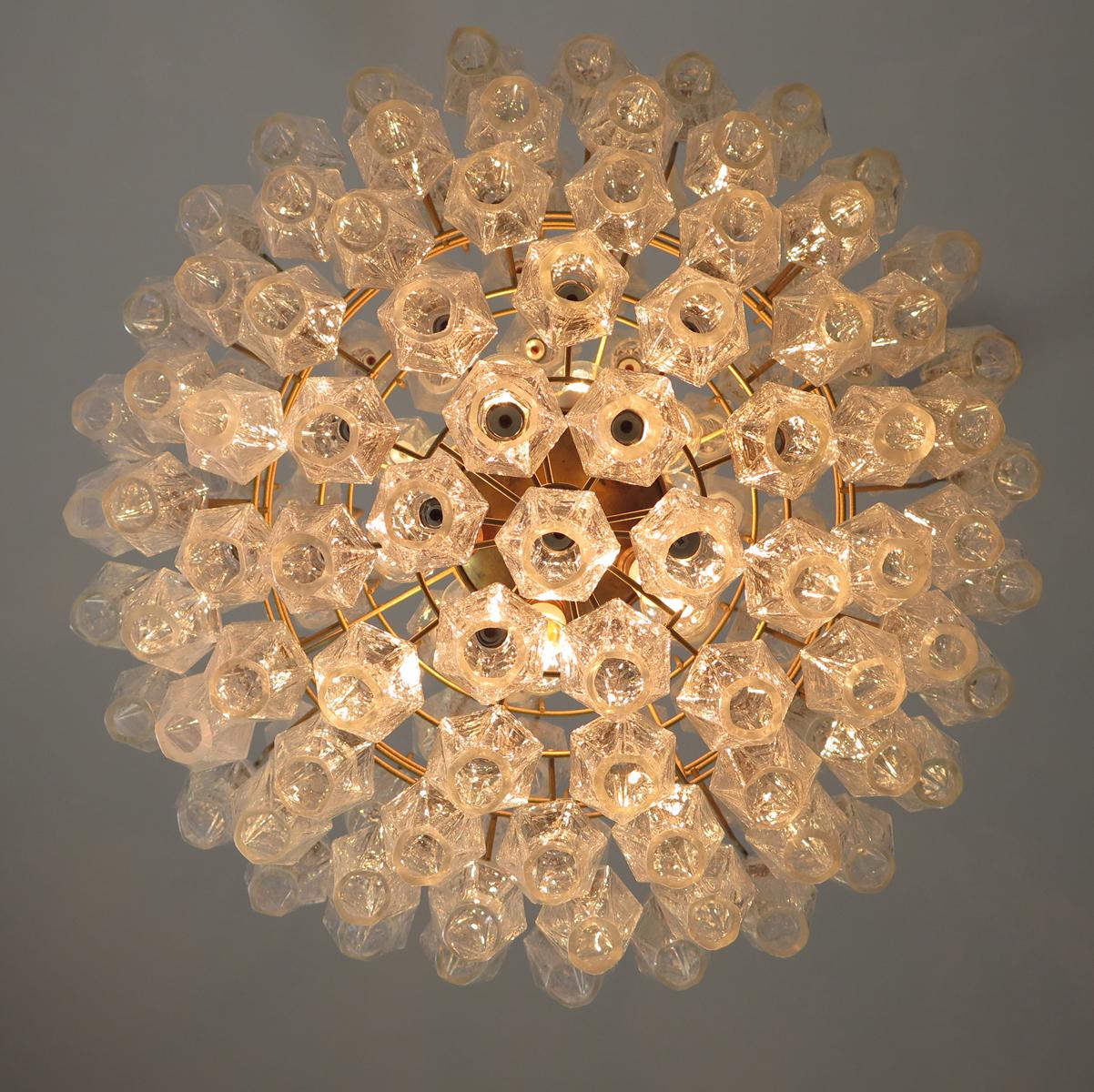 Four Poliedri Chandelier, 140 Iridescent Glass, Carlo Scarpa Style, Murano 10