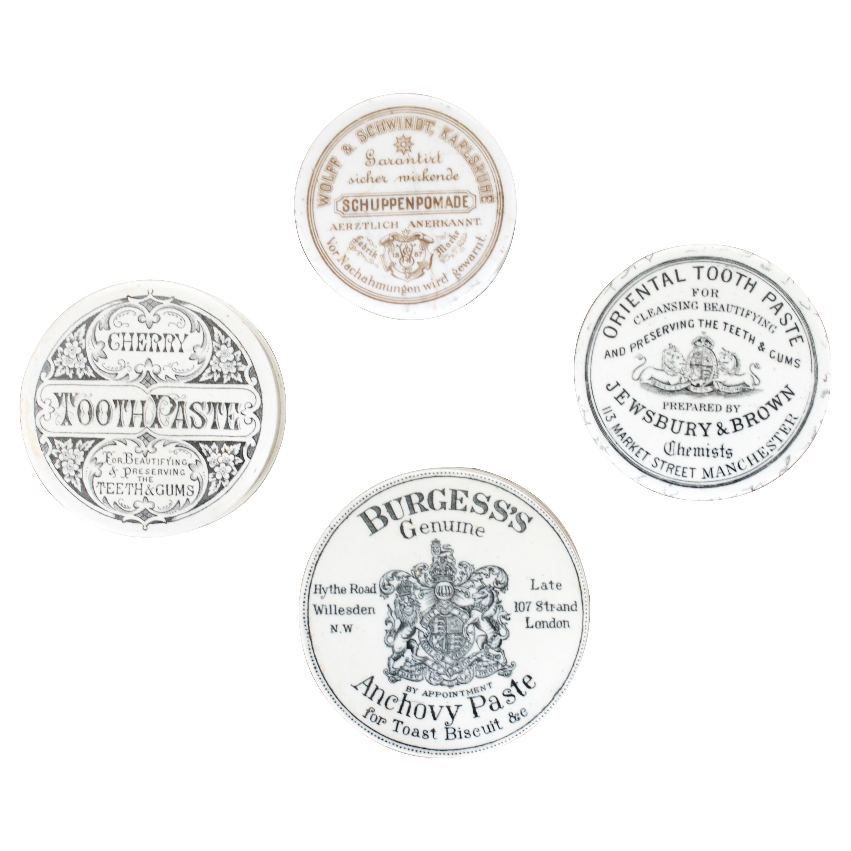 Four porcelain miniature boxes, 19th Century. For Sale