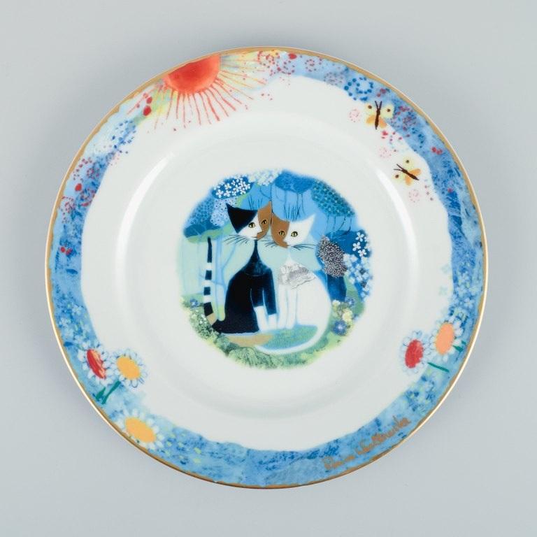 20th Century Four Porcelain Plates with Cat Motifs, Rosina Wachtmeister for Goebel, Germany