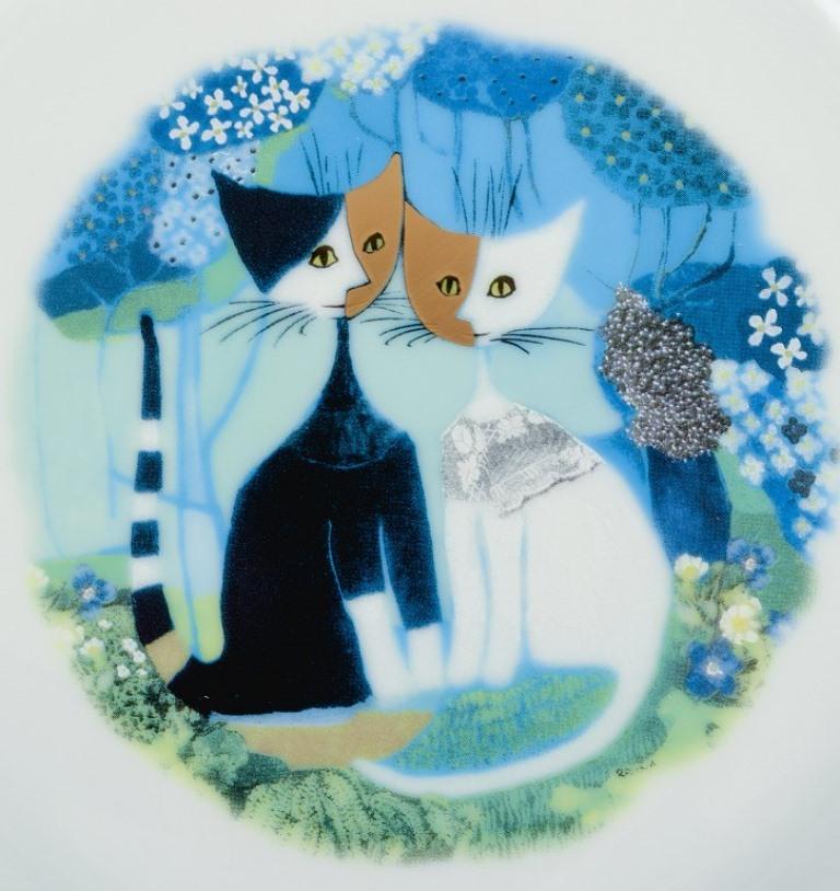 Four Porcelain Plates with Cat Motifs, Rosina Wachtmeister for Goebel, Germany 1