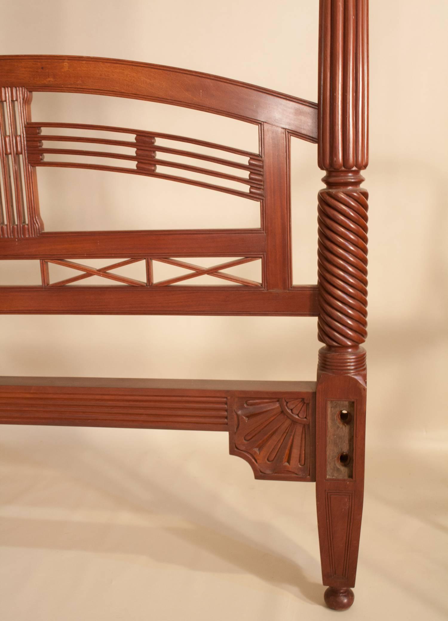 Indian Four Post Mahogany Canopy Bed from British India
