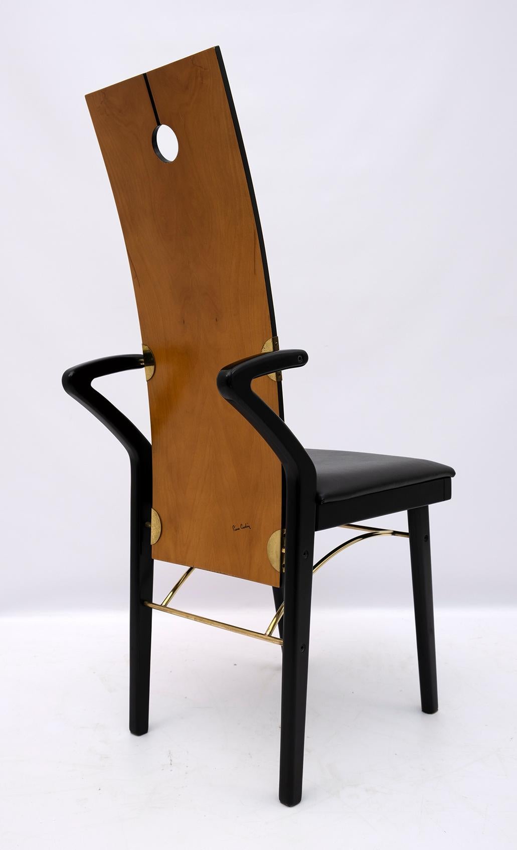 Quatre chaises de salle à manger italiennes postmodernes de Pierre Cardin, années 1980 en vente 4