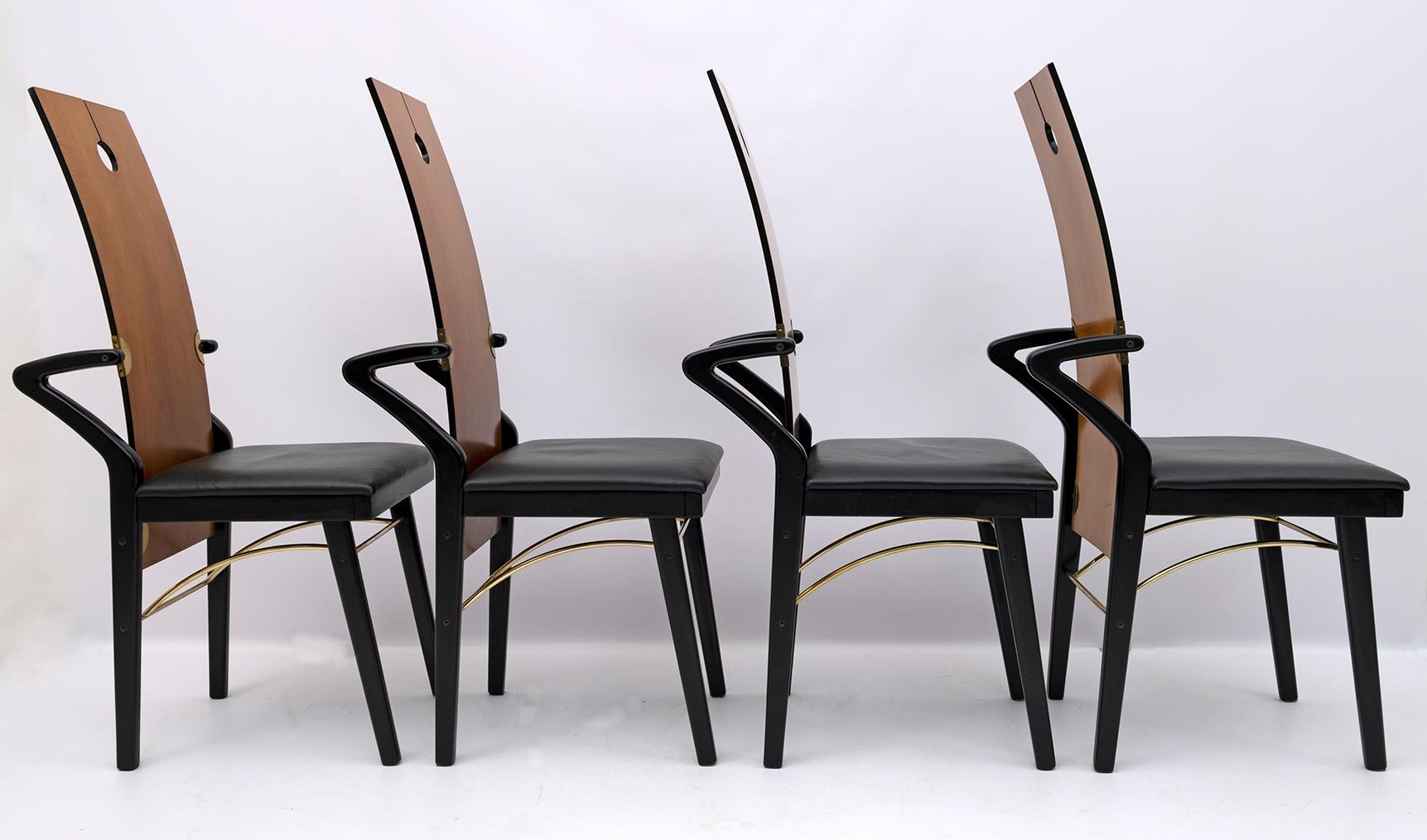 Four Post-Modern Italian Dining Chairs by Pierre Cardin, 1980s In Good Condition For Sale In Puglia, Puglia