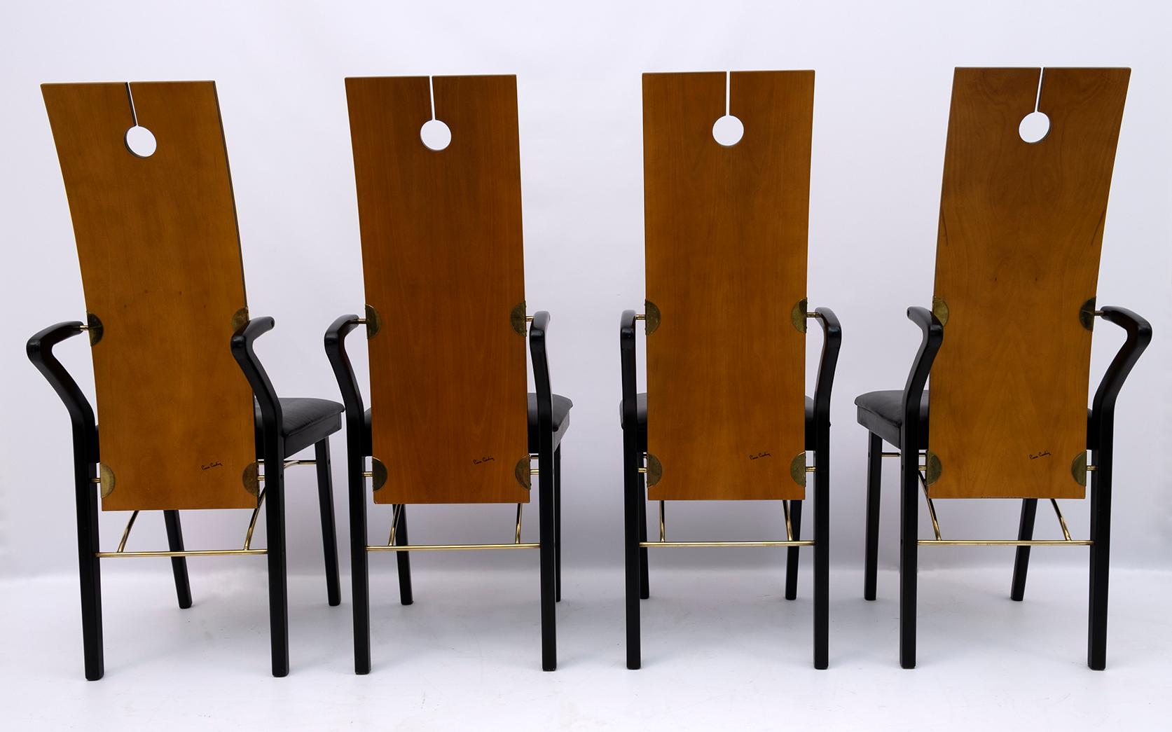 Late 20th Century Four Post-Modern Italian Dining Chairs by Pierre Cardin, 1980s For Sale