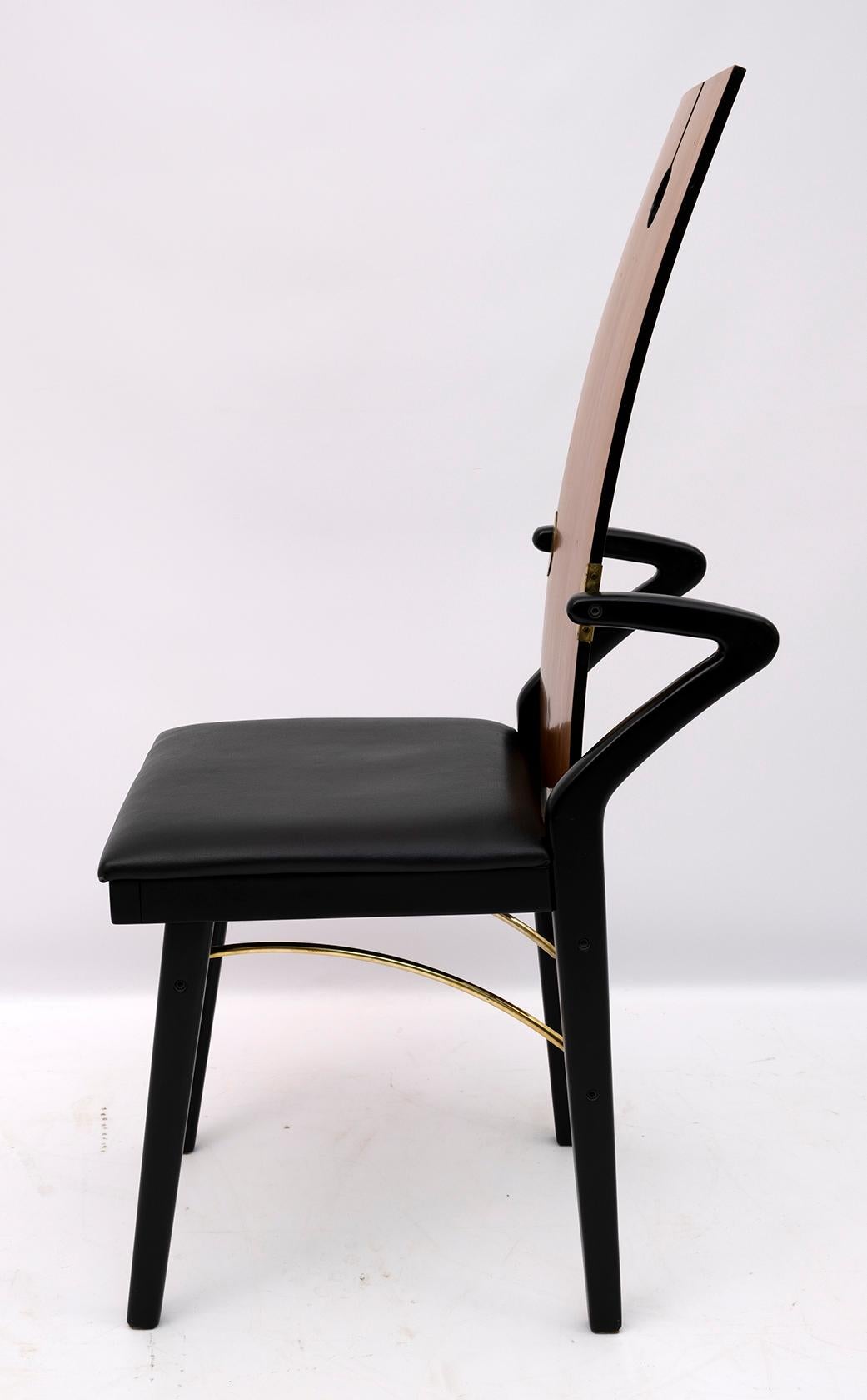 Quatre chaises de salle à manger italiennes postmodernes de Pierre Cardin, années 1980 en vente 1
