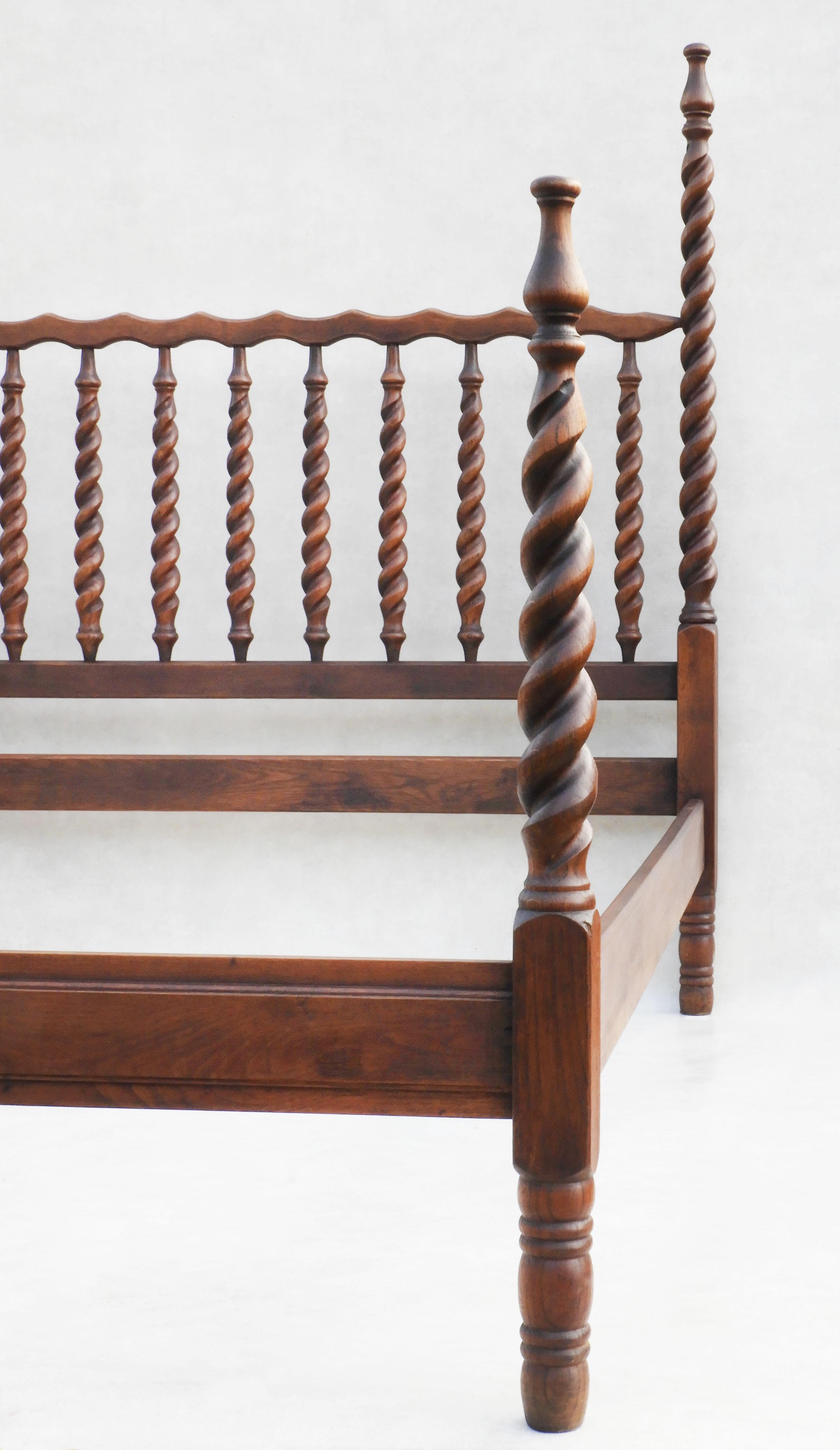 20th Century Four Poster Bed Oak Barley Twist, C1920