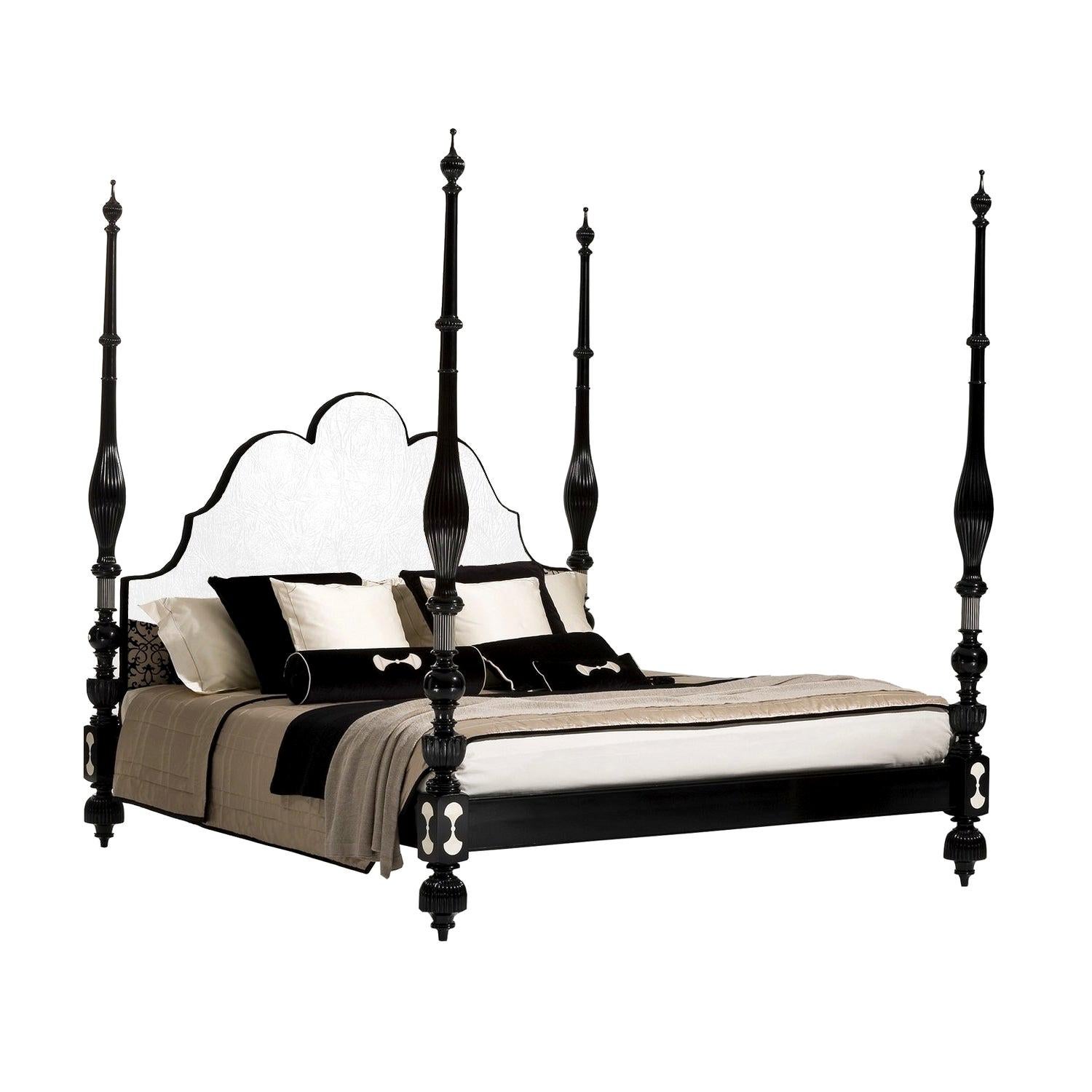 In stock in Los Angeles, Black Marrakesh Four Poster Pacha King Size Bed