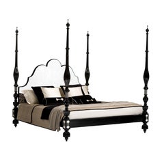 En stock à Los Angeles:: Noir Marrakesh Four Poster Pacha King Size Bed