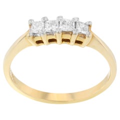 Alliance à quatre diamants taille princesse en or jaune 14 carats de 0,50 cttw