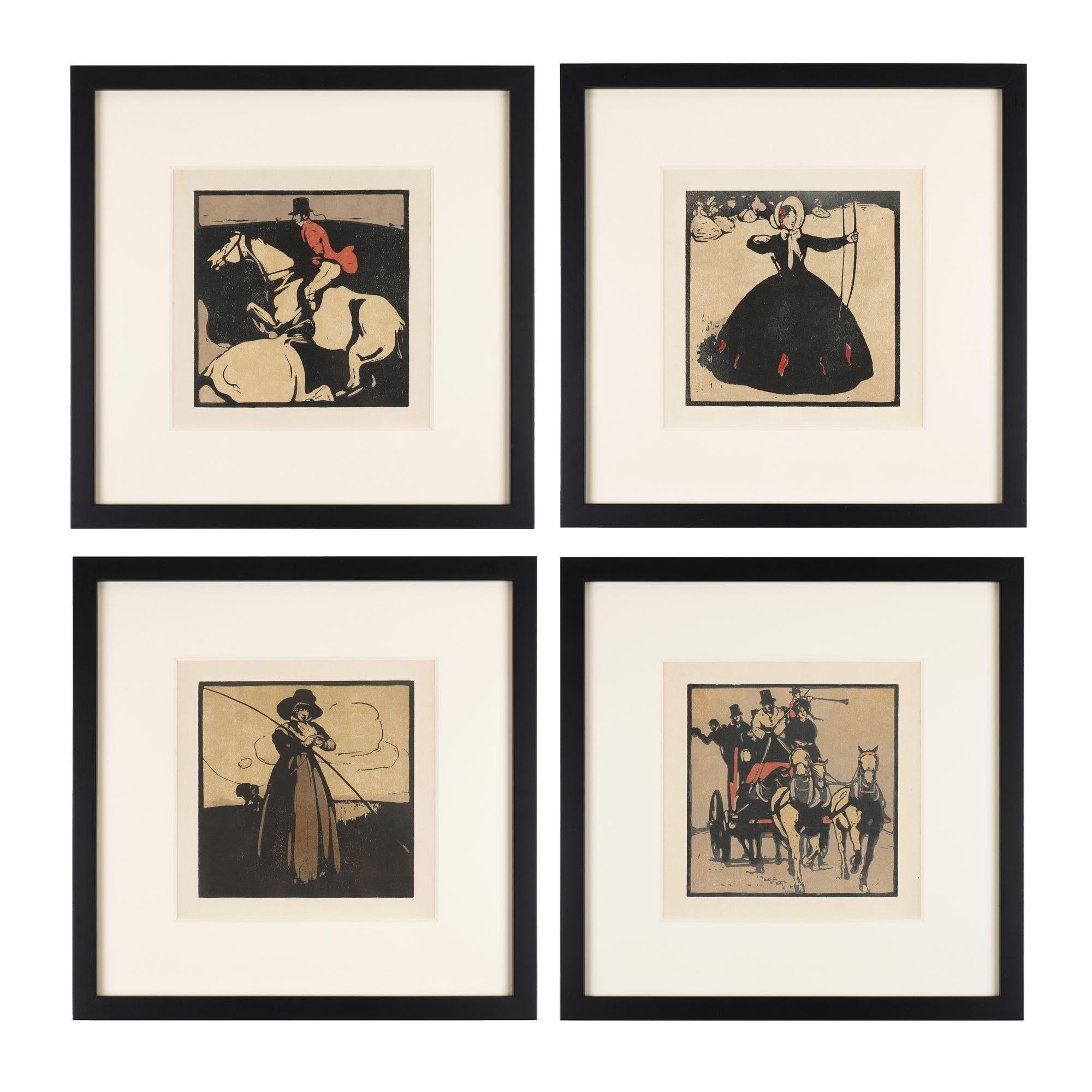 Four prints from “An Almanac of Twelve Sports” by William Nicholson, 1898 For Sale