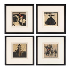 Four prints from “An Almanac of Twelve Sports” by William Nicholson, 1898
