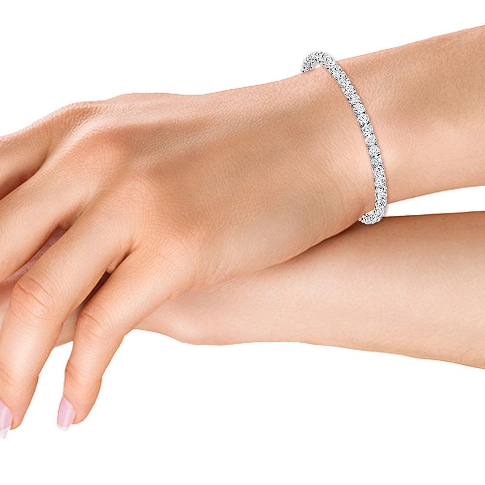 Taille ronde Bracelet tennis à quatre griffes en diamants naturels 10 Ct TW en vente