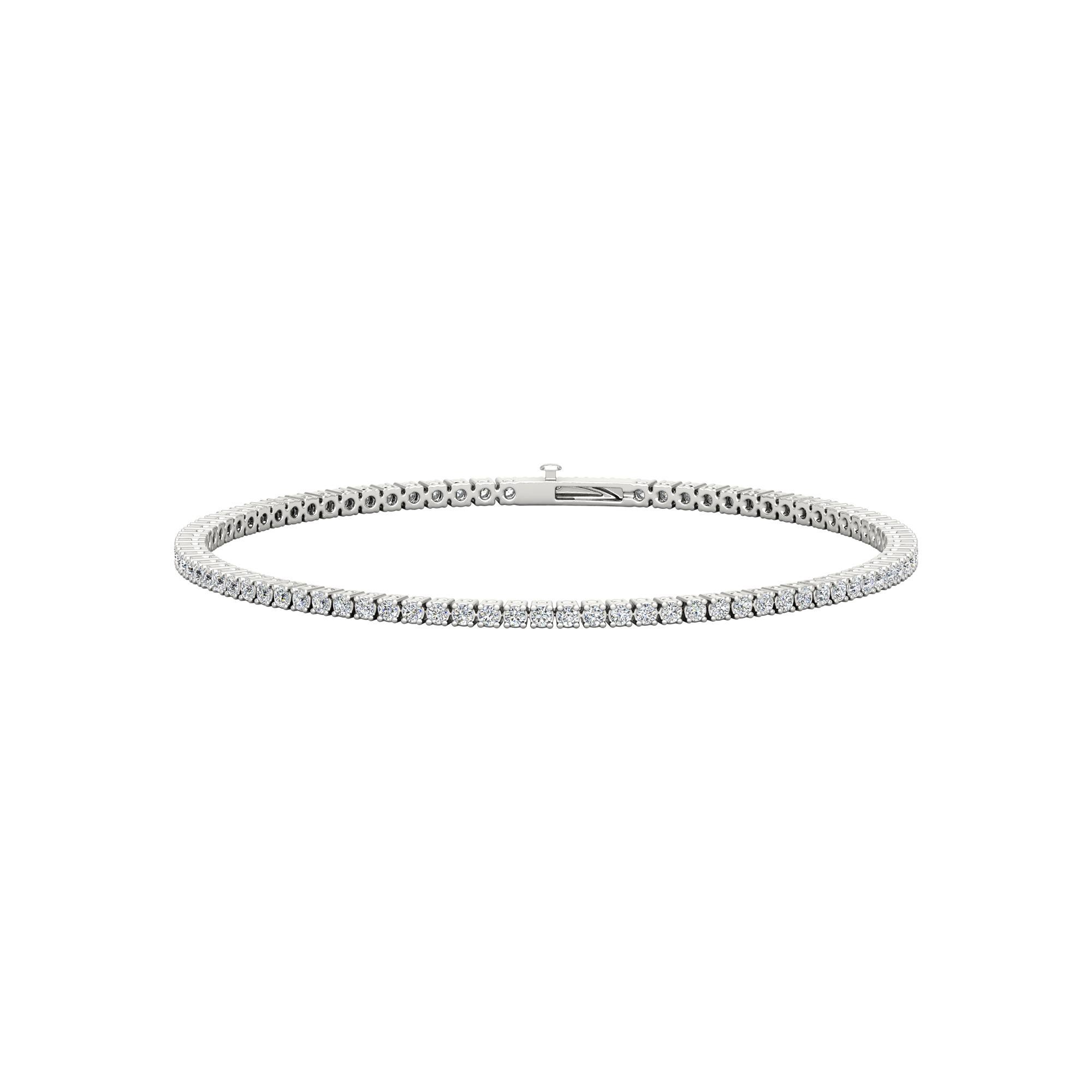 Make your outfit sparkle with this tennis bracelets features beautifully matched round natural diamonds. Elegance for every moment. 

METAL DETAILS: 18K White Gold 
DIAMOND DETAILS: Natural, Ethically sourced &, Conflict free.
DIAMOND SHAPES : 