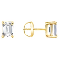 Four Prong 14K Gold Screw Back Setting Diamond Earrings