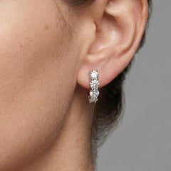 Four Prong Lever Back 18K White Gold Diamond Earrings