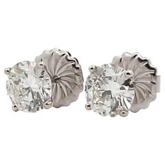 Four Prong Martini Set Diamond Studs, GIA Certified 3.50 Carats