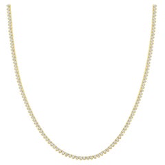 Four Prong Round Diamond 14K Gold Tennis Necklace