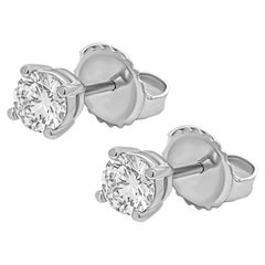 Four-Prong Round Diamond Stud Earrings in Platinum