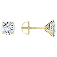Four Prong Screw Back 14K Gold Martini Stud Earrings