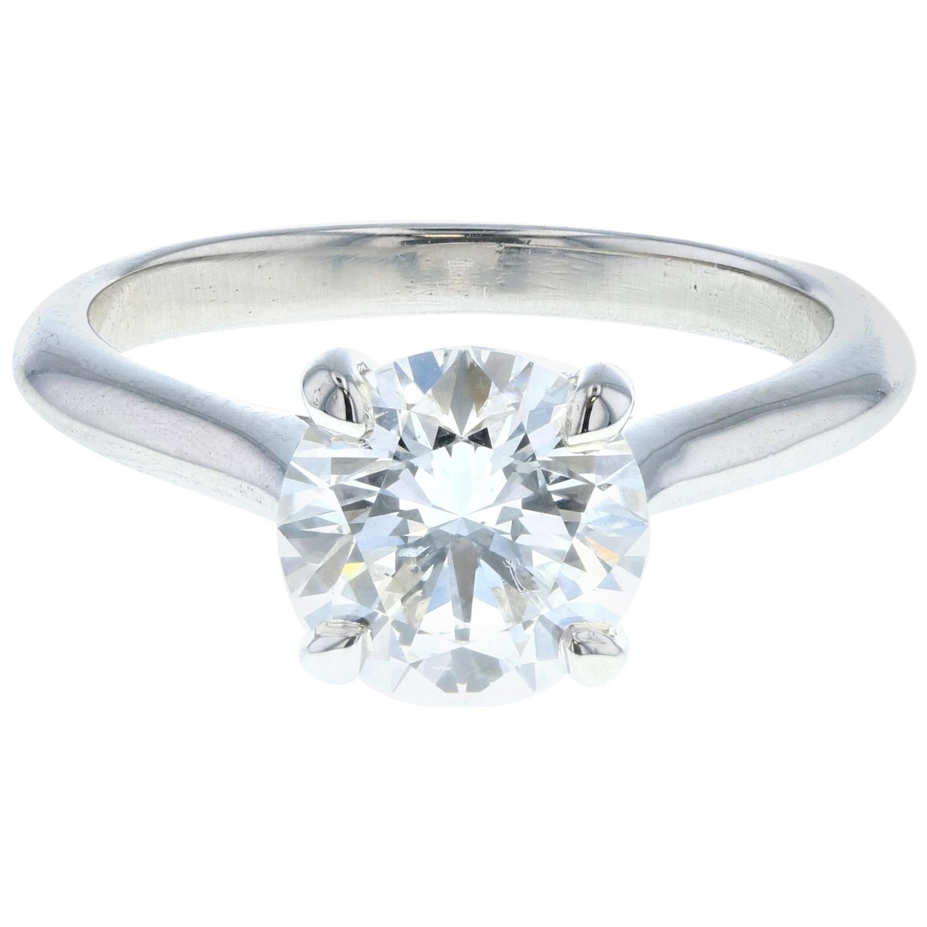 Four Prong Swooping 1.51 Carat Diamond Engagement Ring in Platinum GIA