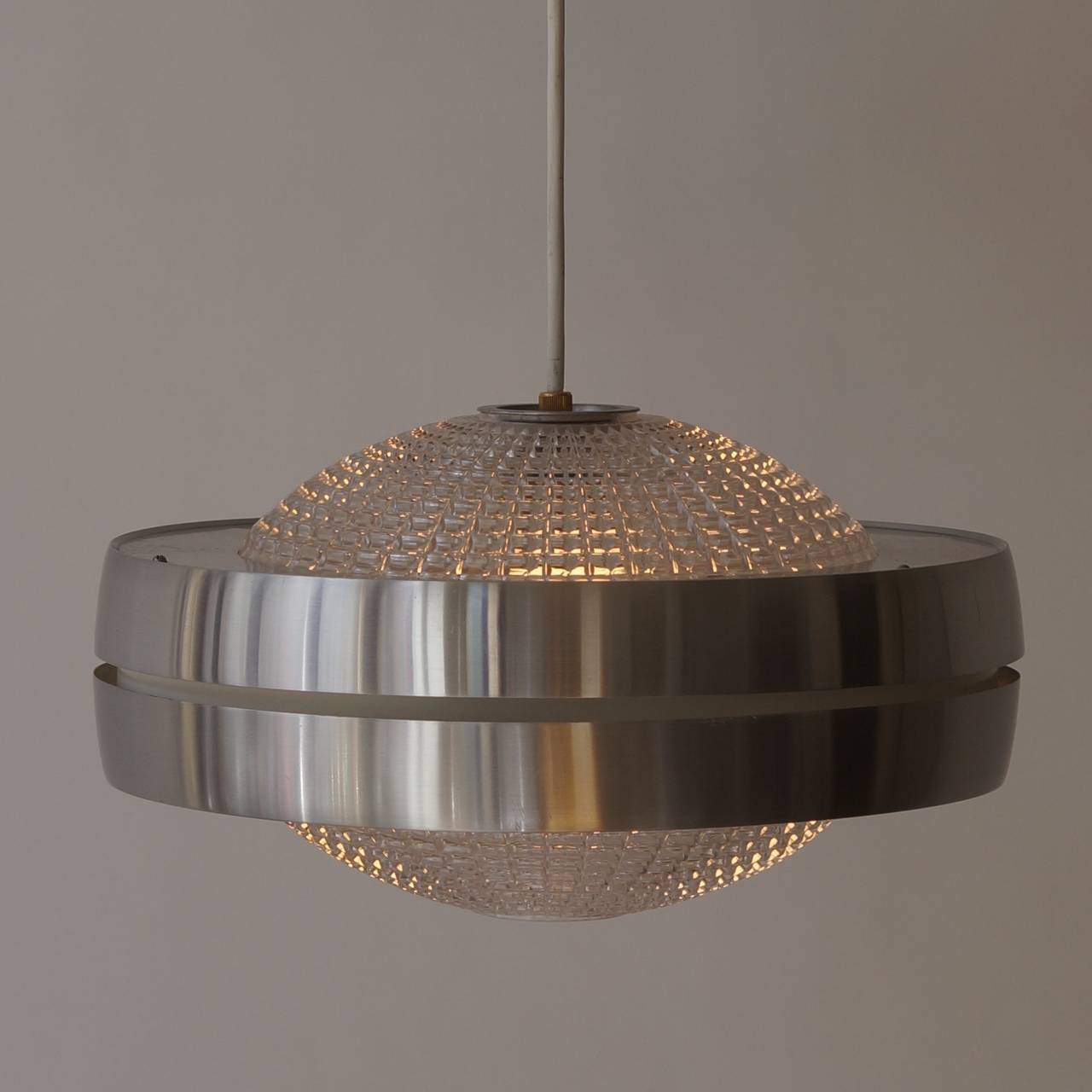 Dutch Four Raak Ufo Shaped Pendant Lights in Glass and Aluminum For Sale
