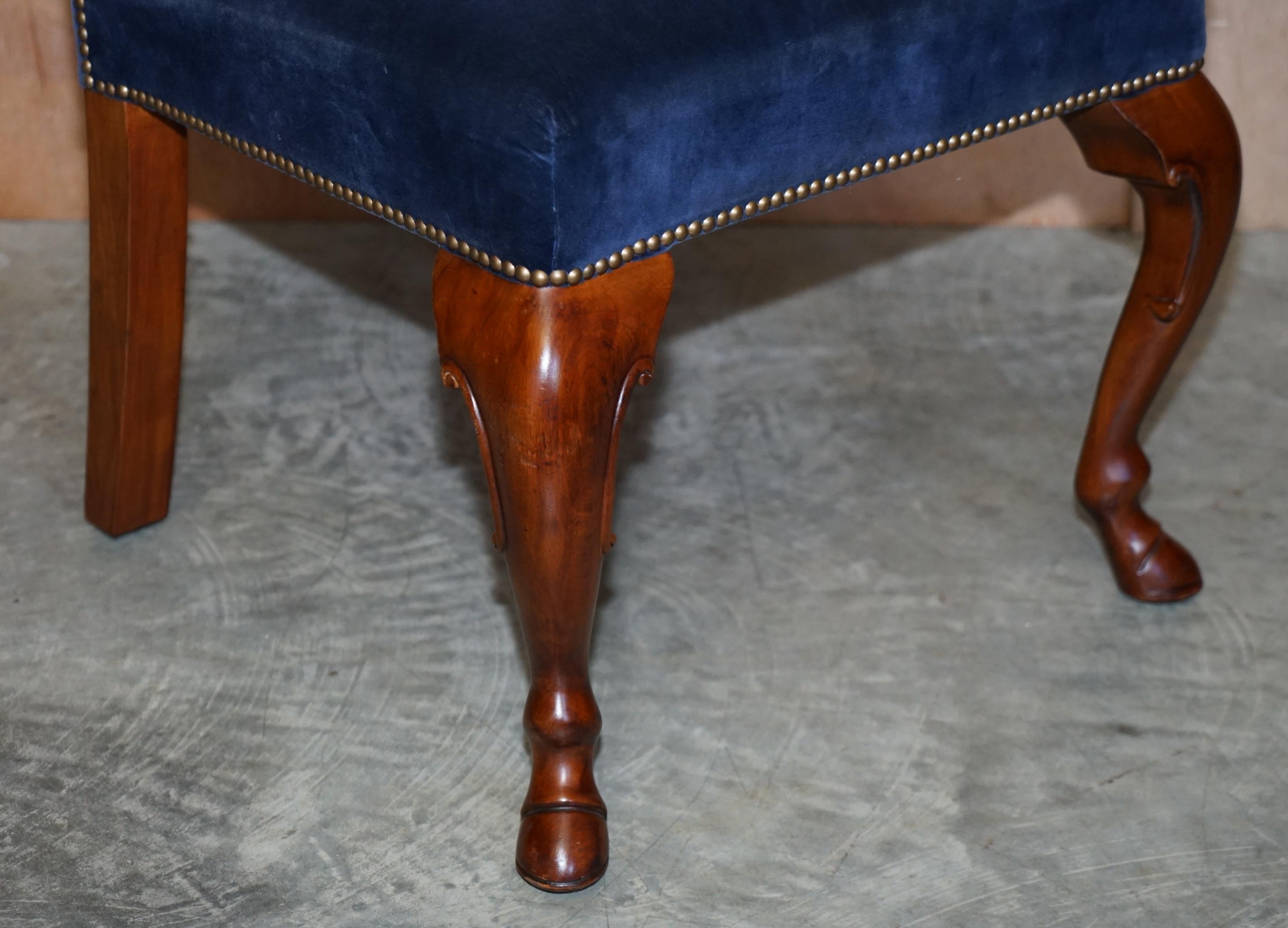 Four Ralph Lauren High Back Dining Chairs Napoleonic Blue Velvet 4 10