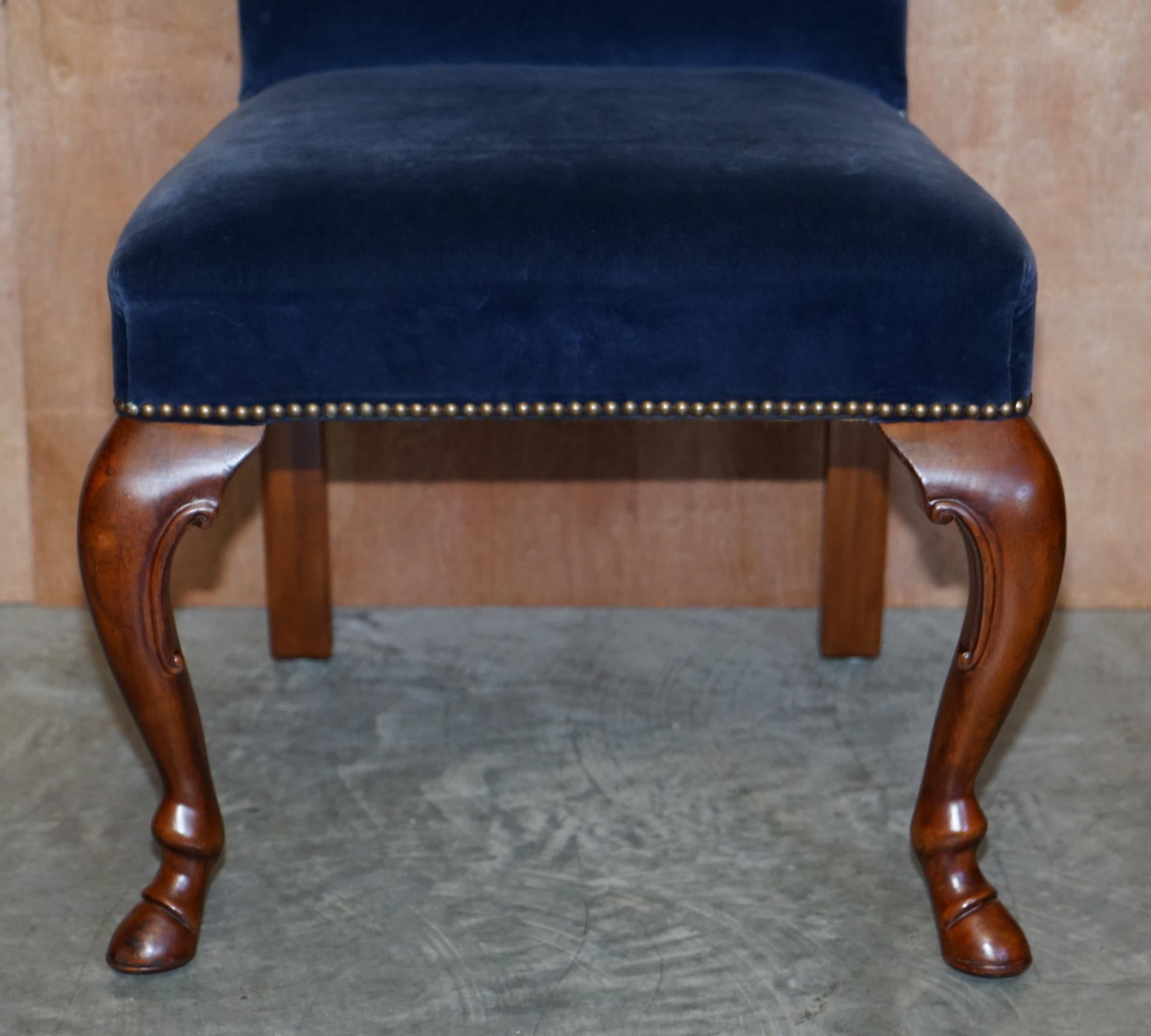 20th Century Four Ralph Lauren High Back Dining Chairs Napoleonic Blue Velvet 4