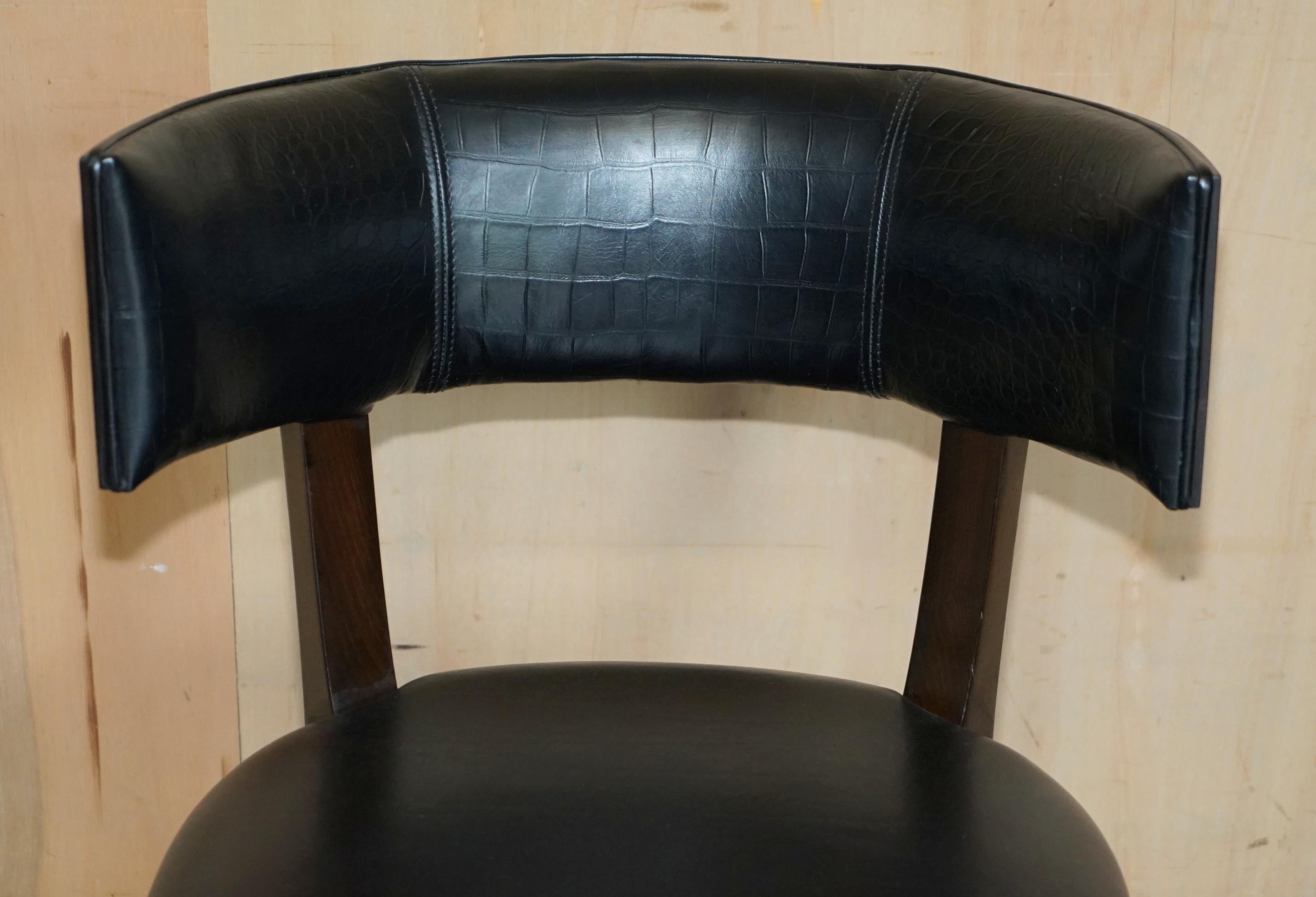 FOUR RALPH LAUREN MACASSAR EBONY CROCODILE LEATHER CLIVEDON-Esszimmerstühle im Angebot 12