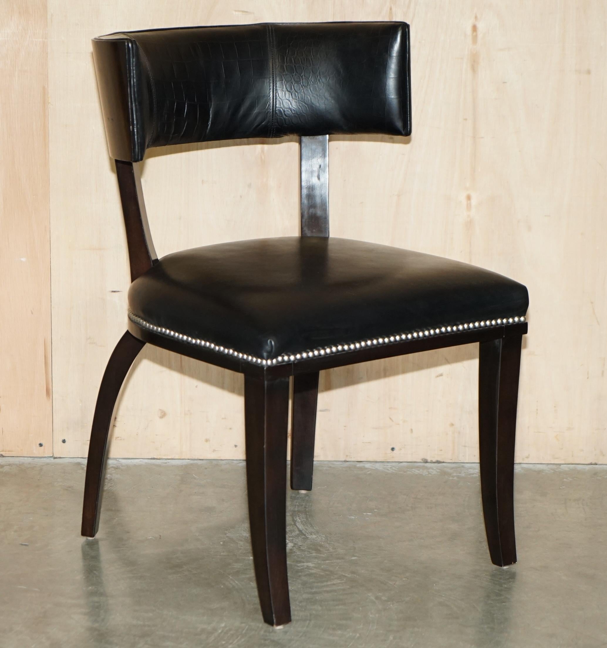 FOUR RALPH LAUREN MACASSAR EBONY CROCODILE LEATHER CLIVEDON-Esszimmerstühle (Art déco) im Angebot