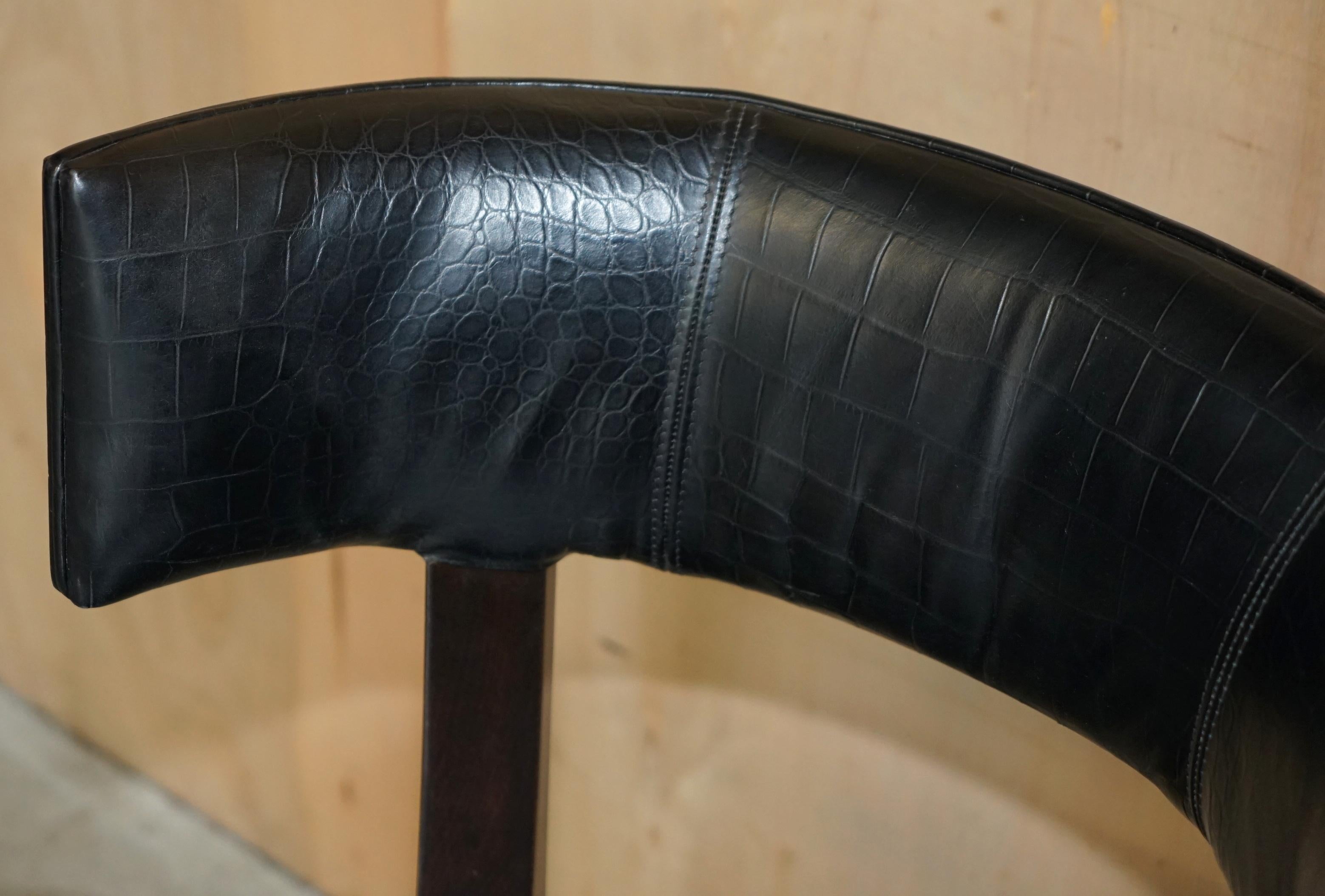 FOUR RALPH LAUREN MACASSAR EBONY CROCODILE LEATHER CLIVEDON-Esszimmerstühle im Zustand „Gut“ im Angebot in West Sussex, Pulborough