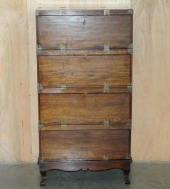 FOUR RARE ANTIQUE ORIGINAL CHINESE EXPORT CIRCA 1880 STACKABLE CAMPAIGN CHESTs