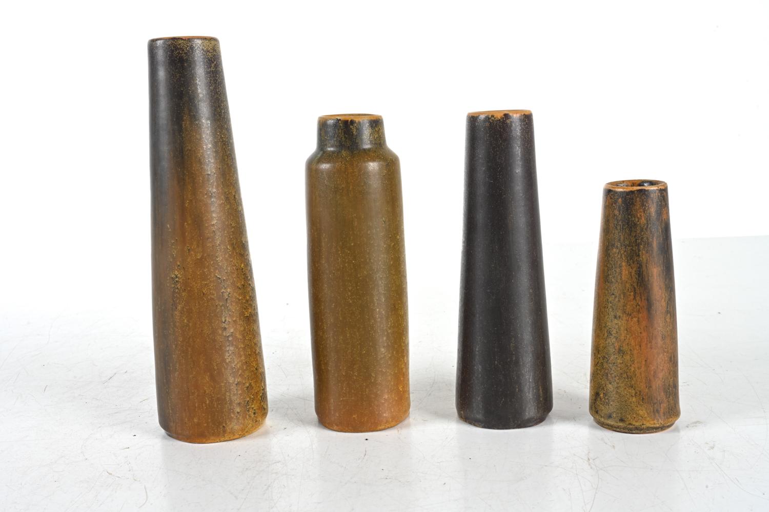 Four Rare Ejvind Nielsen (`1916-1988) Danish Studio Ceramic Vases In Good Condition For Sale In Norwalk, CT
