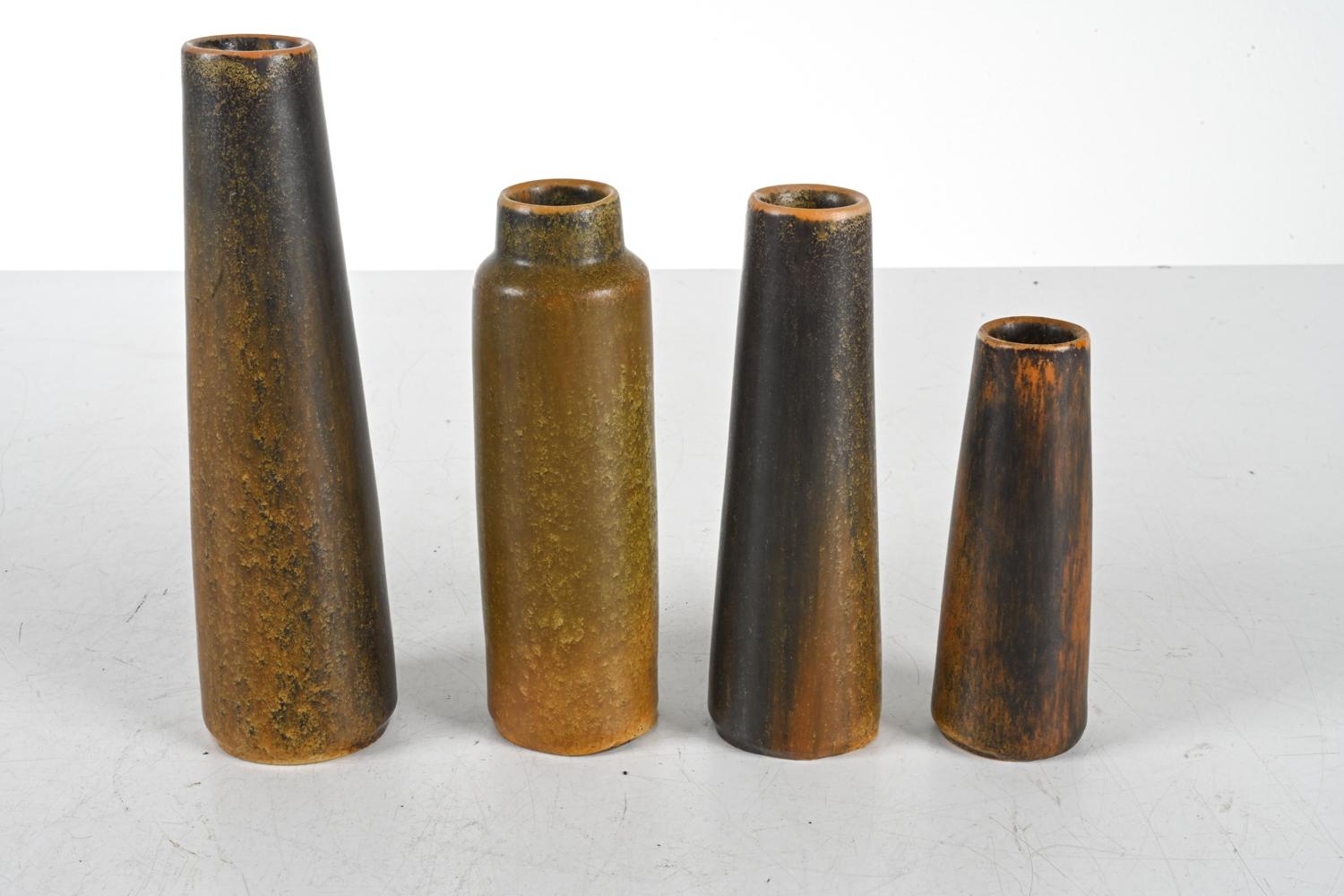 20th Century Four Rare Ejvind Nielsen (`1916-1988) Danish Studio Ceramic Vases For Sale